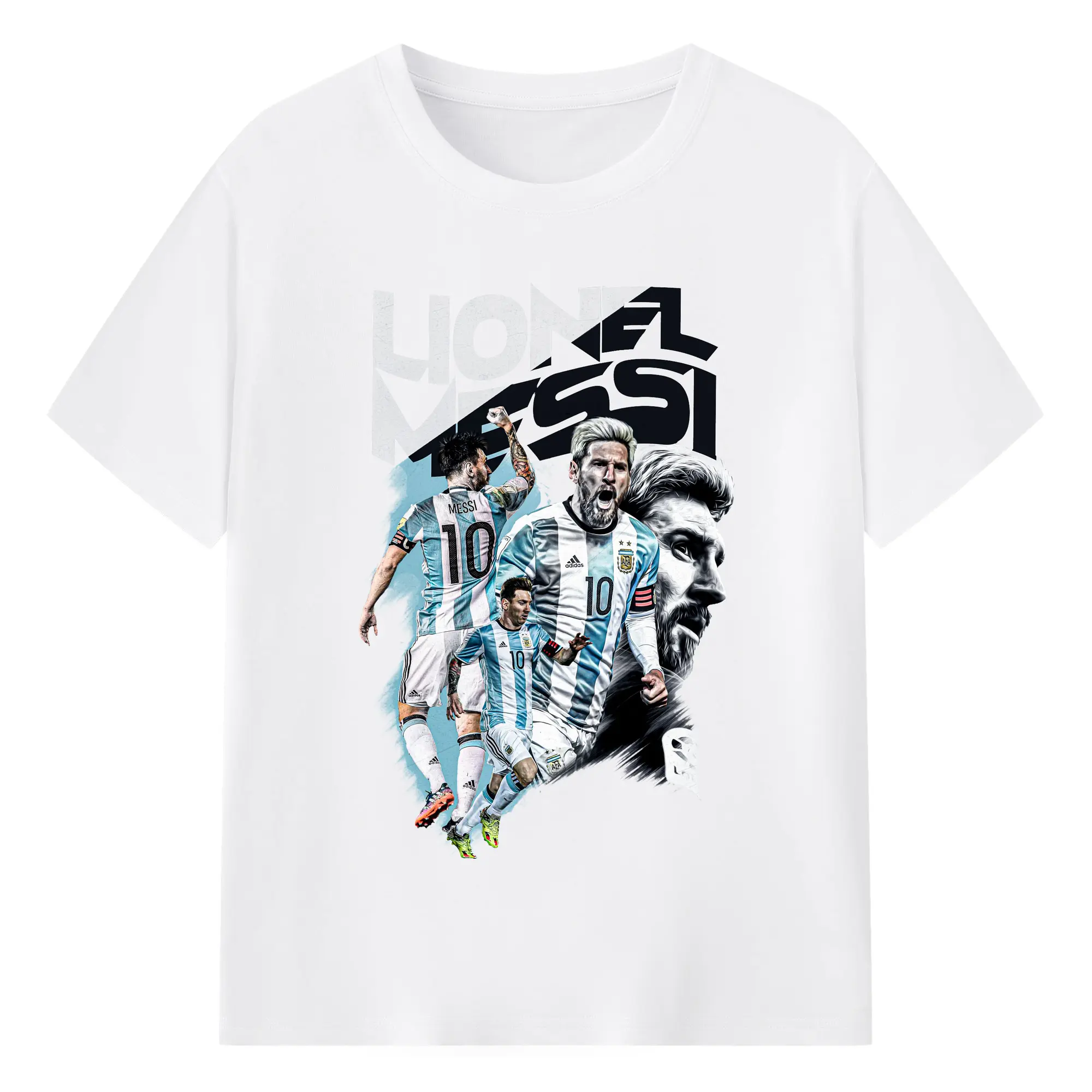 Lionel Messi Argentina National Team Soccer Legend DIY Shirt - 180g Cotton T-Shirt With Front Heat Transfer Print – Soft, Lightweight, Fitted Design – Comfortable Casual Wear For Sports & Everyday Use