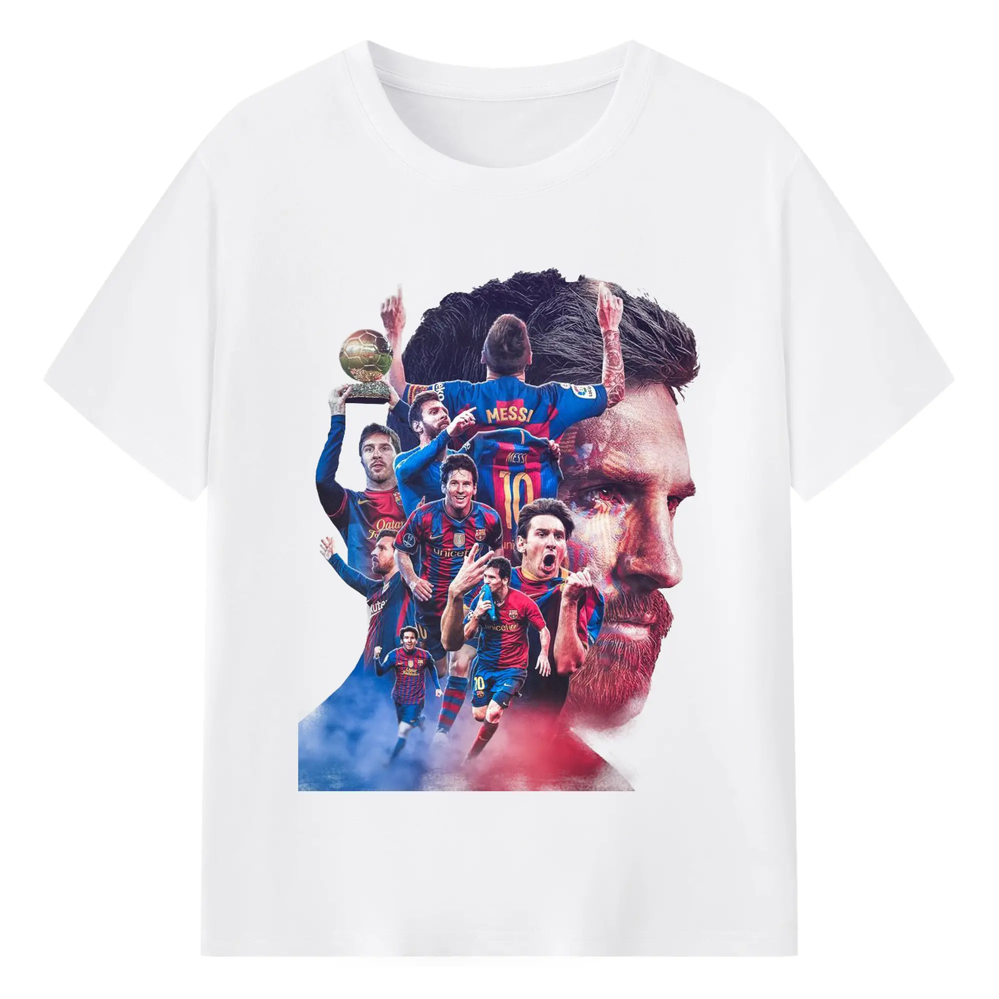 Lionel Messi Barcelona Career Highlights DIY Shirt - 180g Cotton T-Shirt With Front Heat Transfer Print – Soft, Lightweight, Fitted Design – Comfortable Casual Wear For Sports & Everyday Use