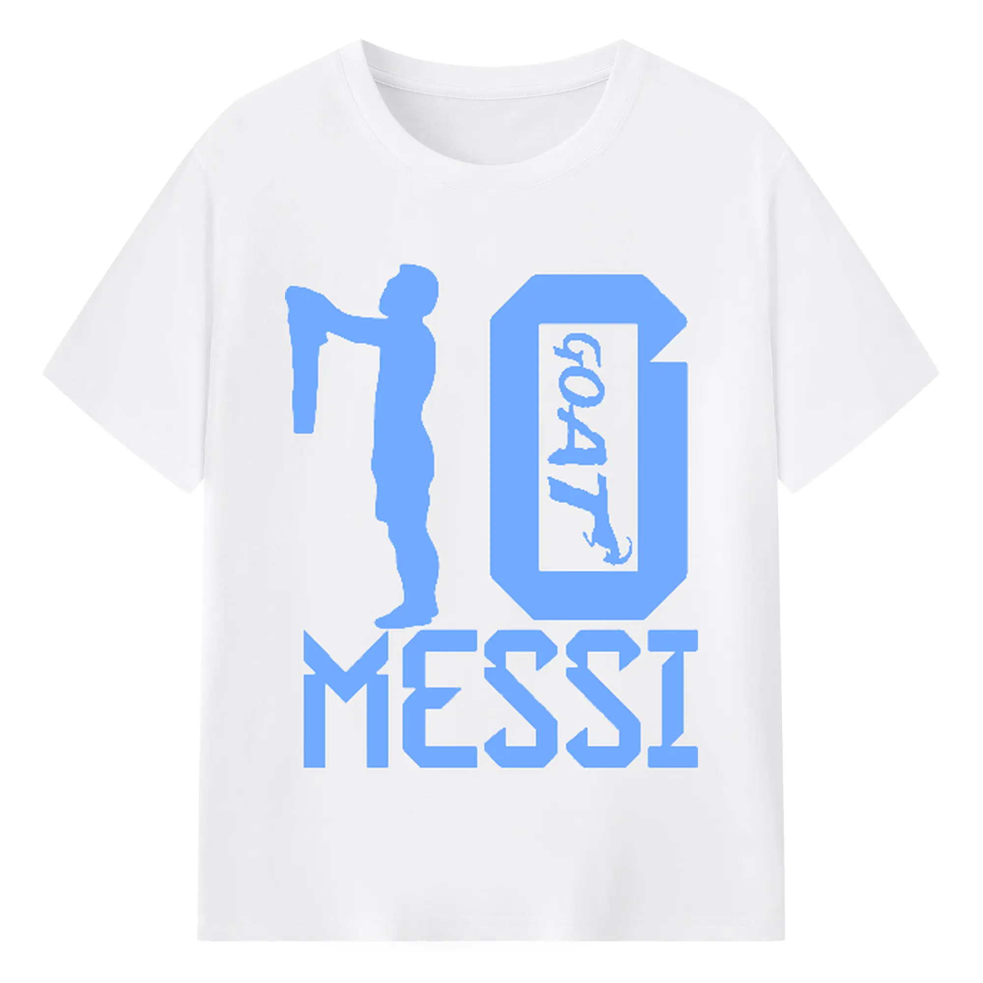 Lionel Messi #10 GOAT Soccer Legend DIY Shirt - 180g Cotton T-Shirt With Front Heat Transfer Print – Soft, Lightweight, Fitted Design – Comfortable Casual Wear For Sports & Everyday Use