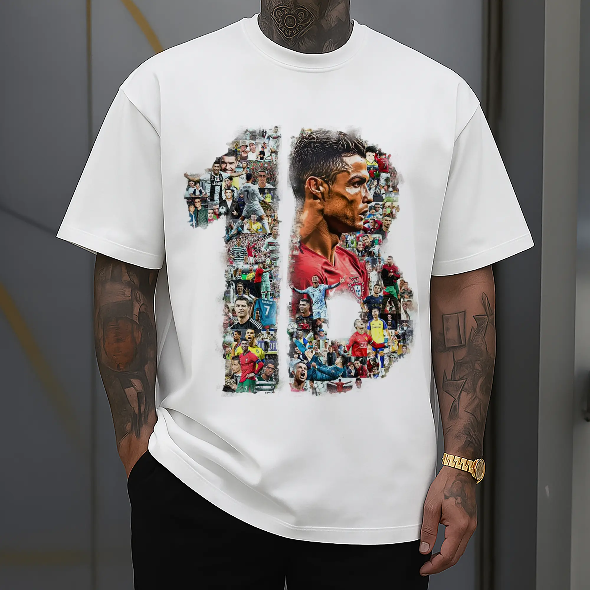 Cristiano Ronaldo CR Letter Career Collage DIY Shirt