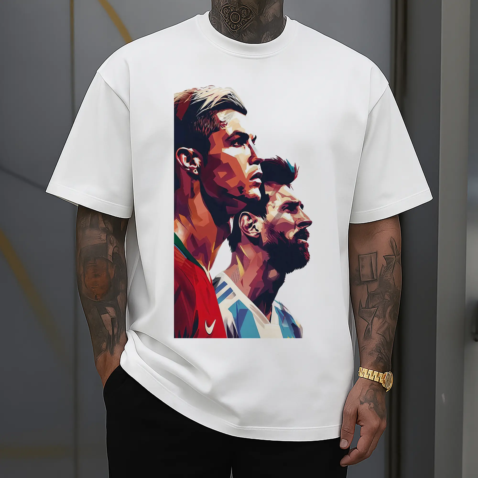 Lionel Messi & Cristiano Ronaldo Soccer Legends Art DIY Shirt