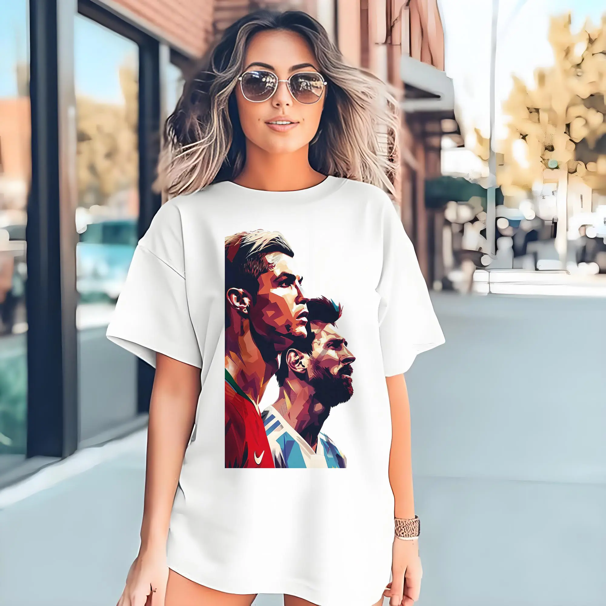 Lionel Messi & Cristiano Ronaldo Soccer Legends Art DIY Shirt