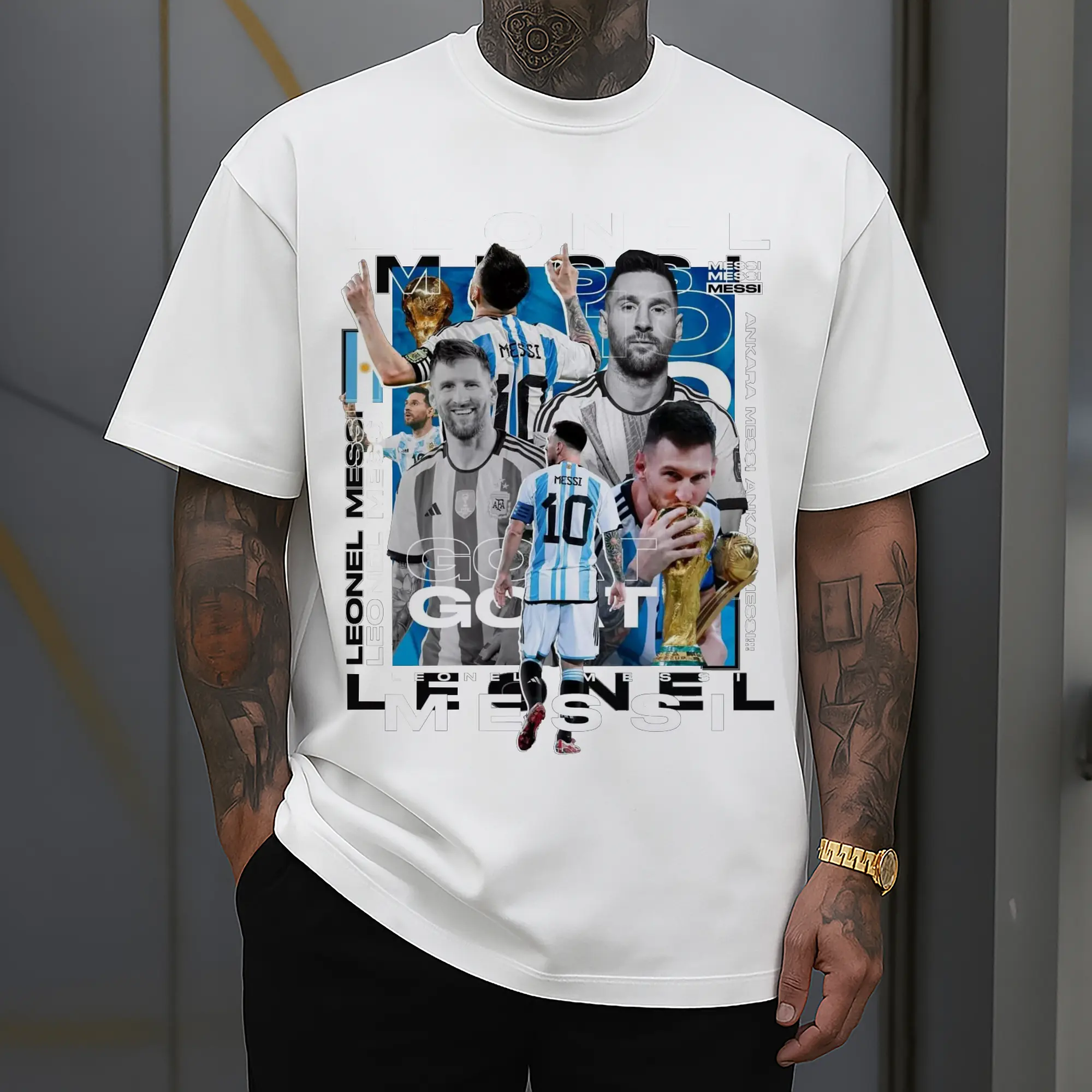 Lionel Messi Argentina World Cup GOAT Collage DIY Shirt