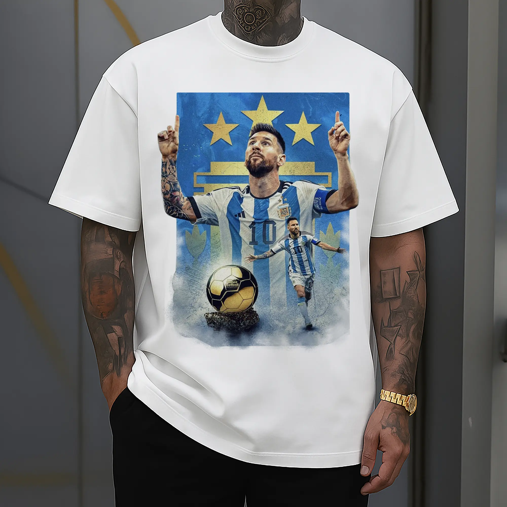 Messi Argentina #10 Golden Ball Champion DIY Shirt