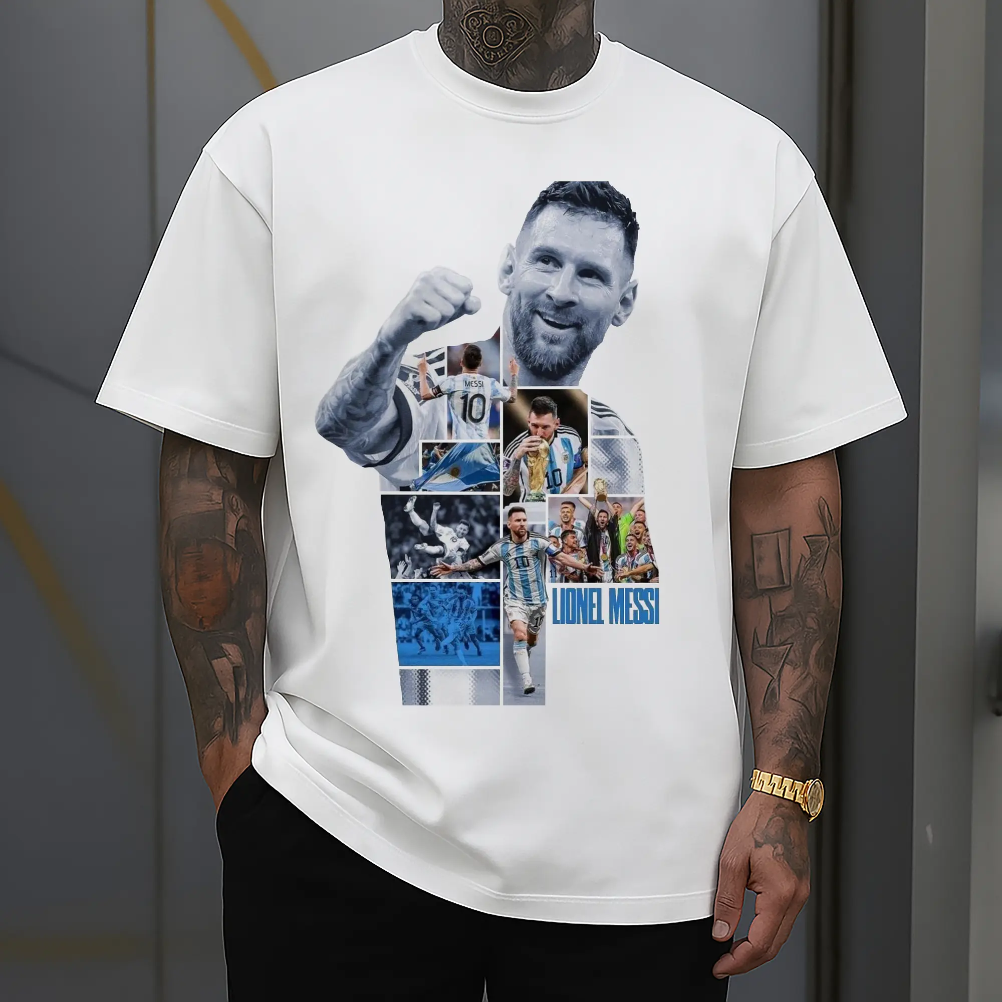 Lionel Messi Argentina World Cup Collage DIY Shirt