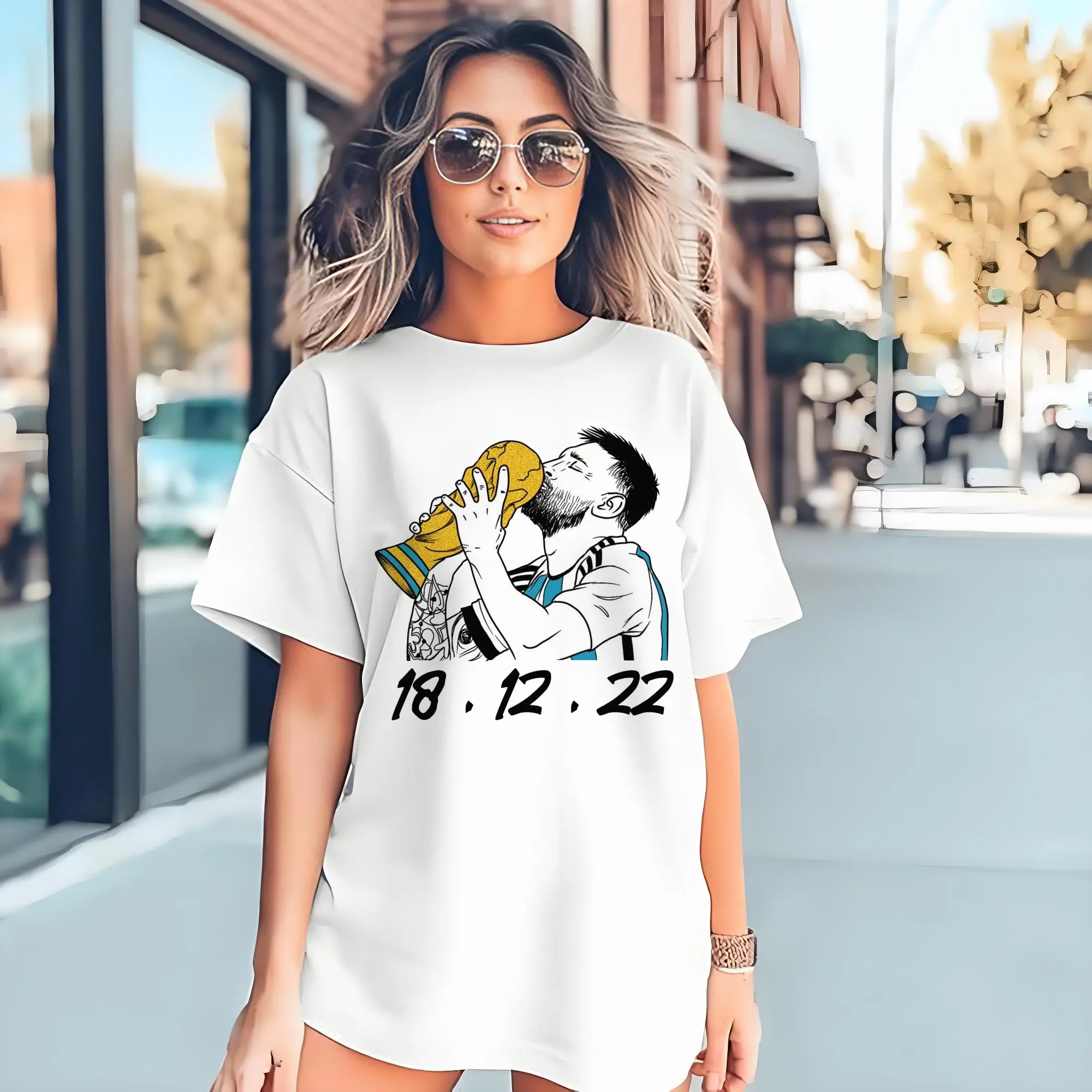 Lionel Messi 2022 World Cup Champion Kiss Trophy DIY Shirt