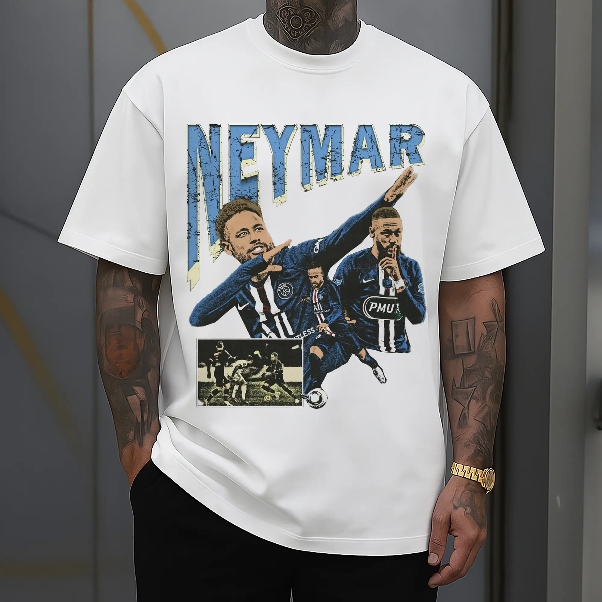 Neymar Paris Saint-Germain Retro Collage DIY Shirt