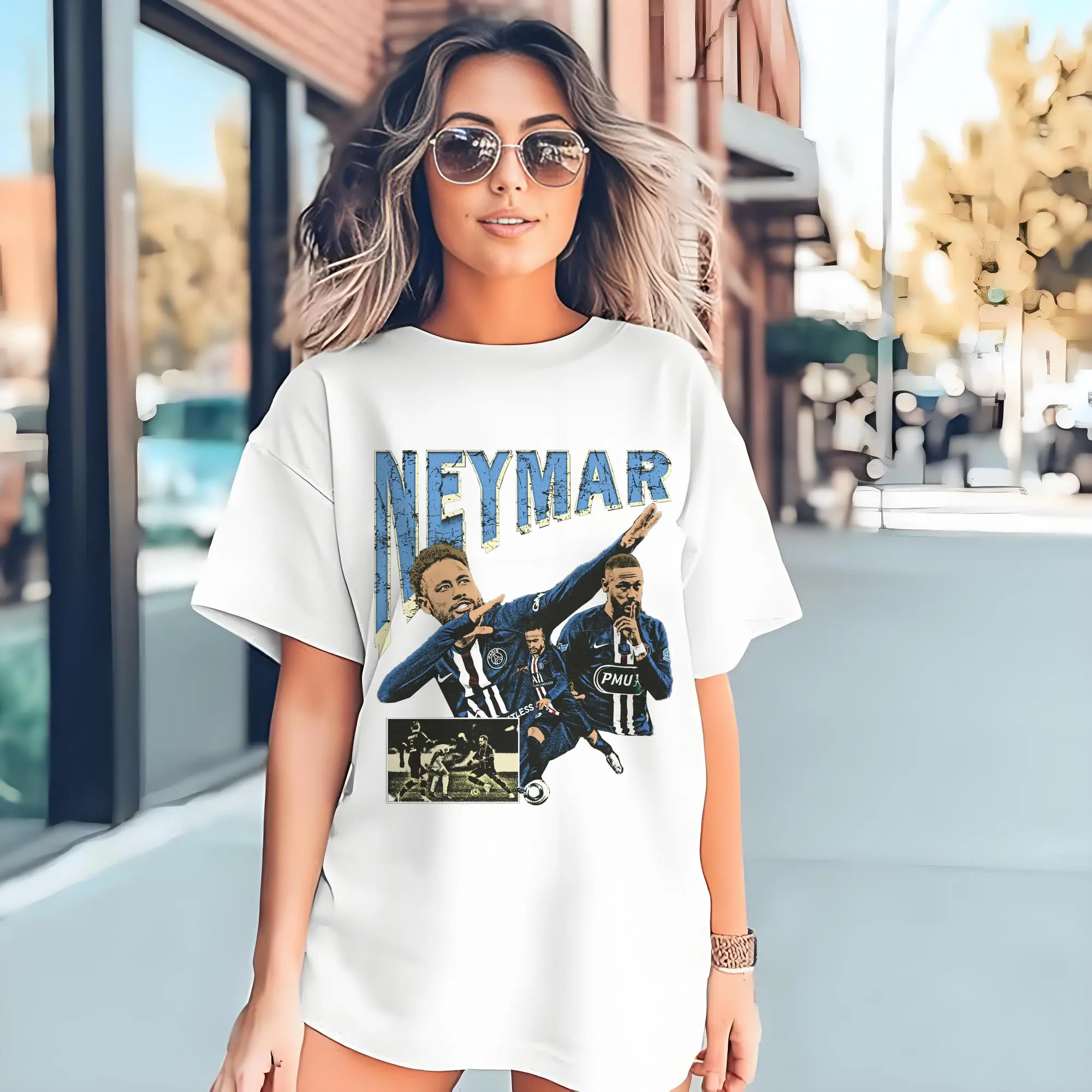 Neymar Paris Saint-Germain Retro Collage DIY Shirt