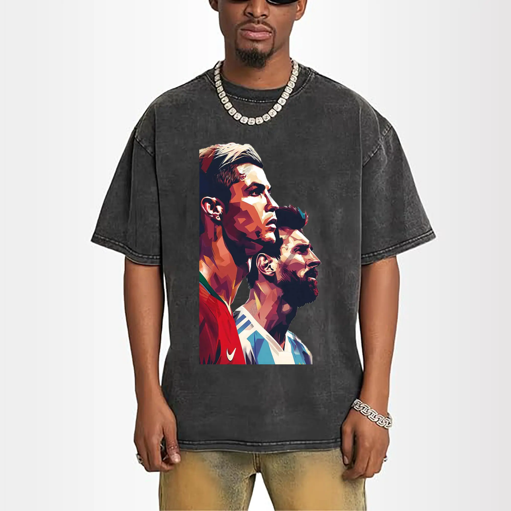 Lionel Messi & Cristiano Ronaldo Soccer Legends Art DIY Shirt