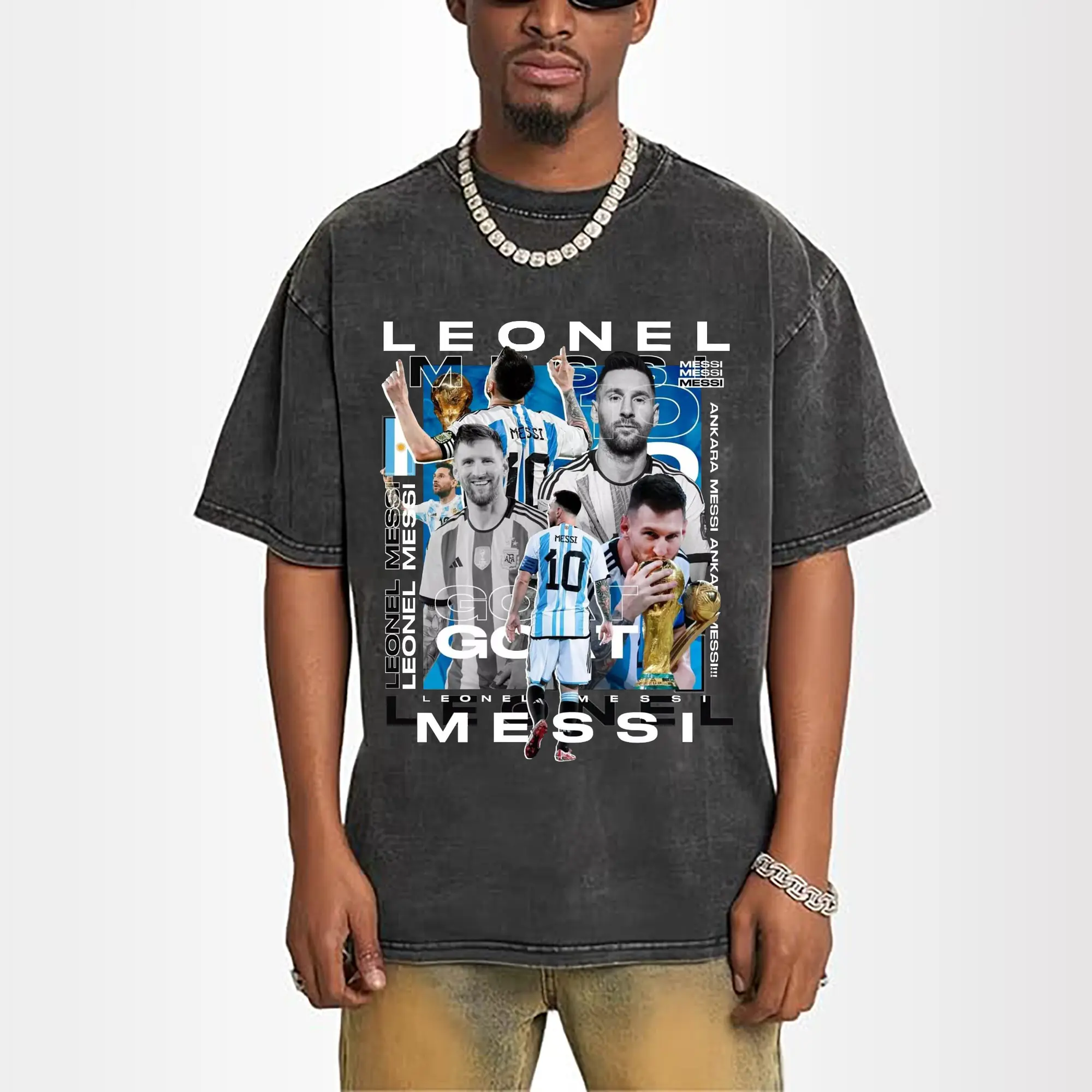 Lionel Messi Argentina World Cup GOAT Collage DIY Shirt