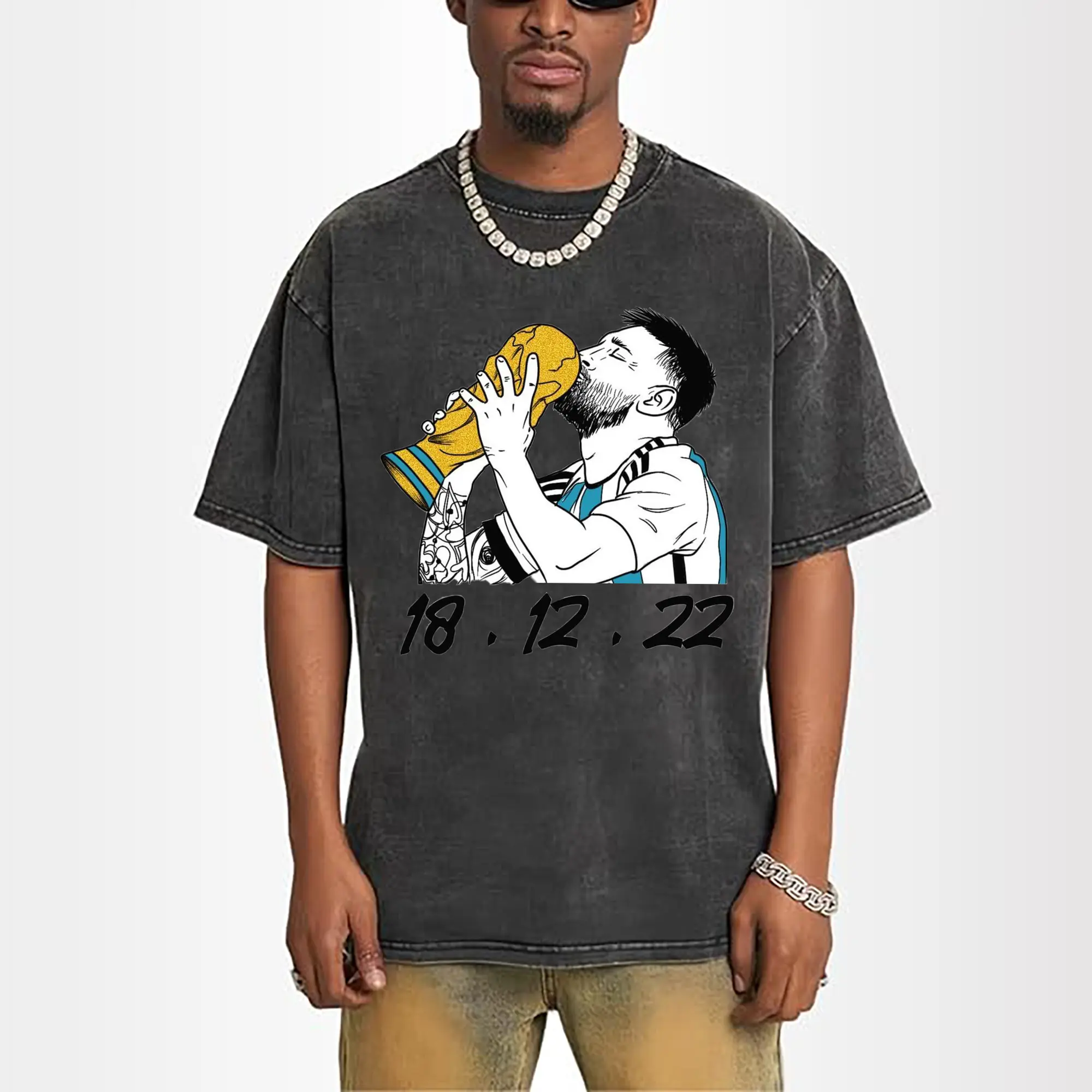 Lionel Messi 2022 World Cup Champion Kiss Trophy DIY Shirt