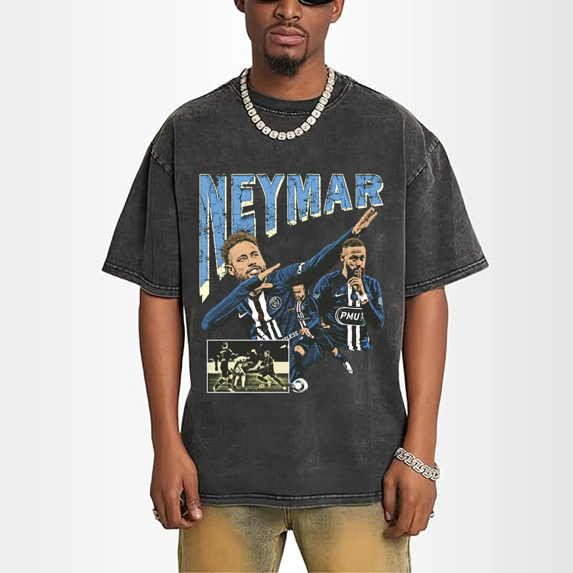 Neymar Paris Saint-Germain Retro Collage DIY Shirt