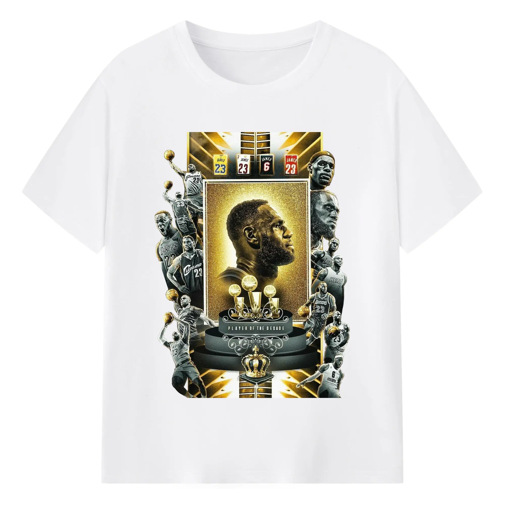 LeBron James "Player of the Decade" Limited Edition Jersey Shirt - 180g Cotton T-Shirt With Front Heat Transfer Print – Soft, Lightweight, Fitted Design – Comfortable Casual Wear For Sports & Everyday Use
