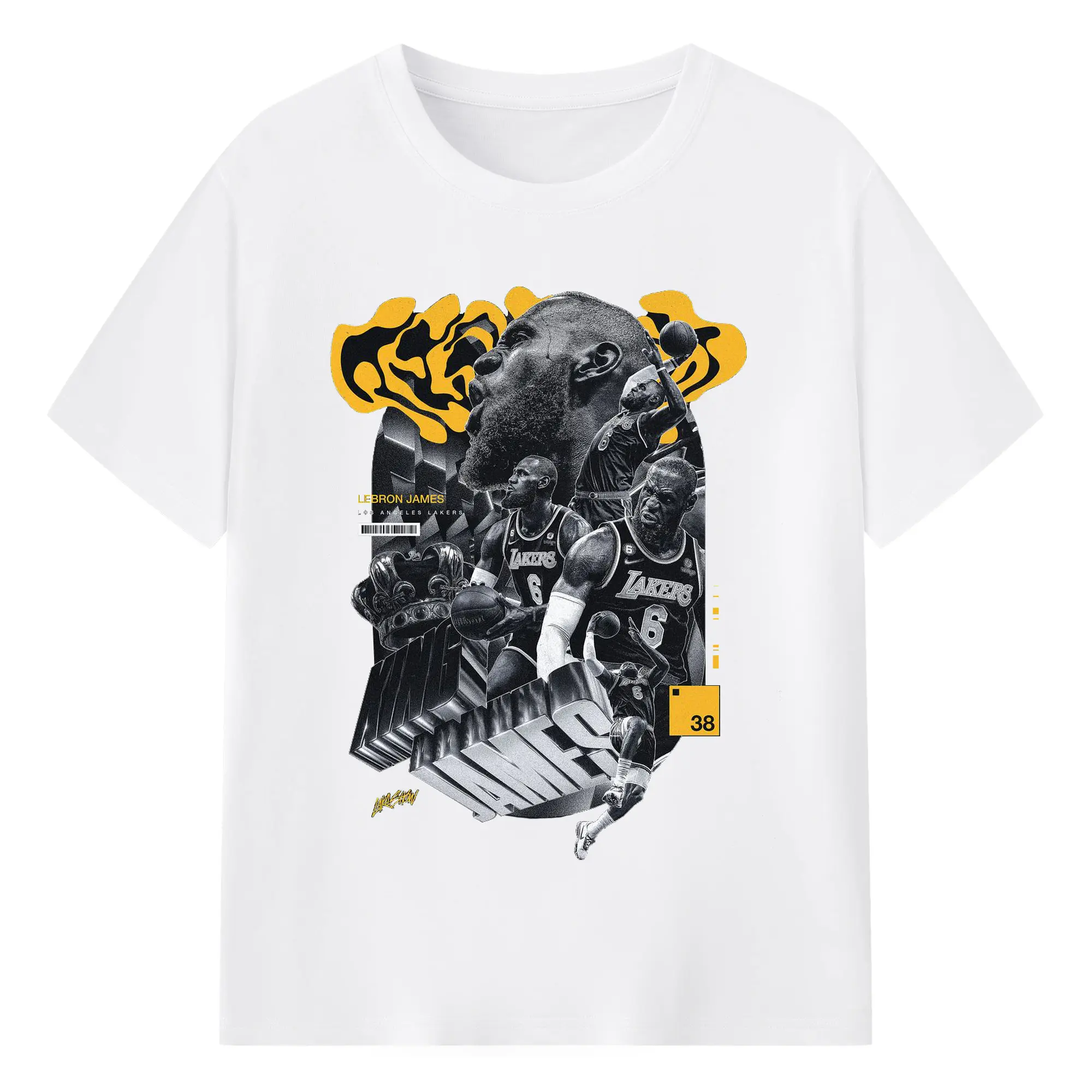 LeBron James "King James" Jersey Shirt - 180g Cotton T-Shirt With Front Heat Transfer Print – Soft, Lightweight, Fitted Design – Comfortable Casual Wear For Sports & Everyday Use