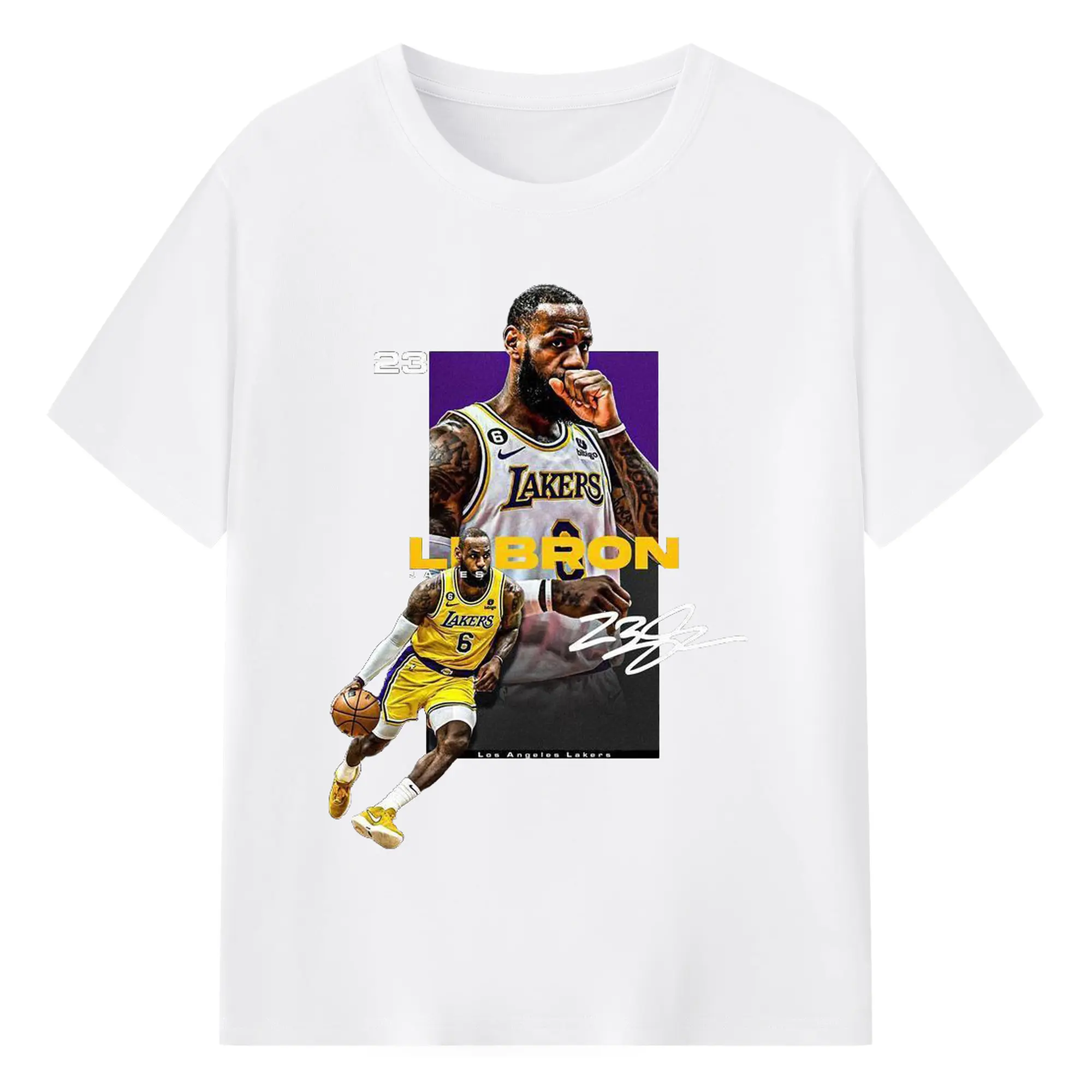LeBron James Lakers #6 Shirt - 180g Cotton T-Shirt With Front Heat Transfer Print – Soft, Lightweight, Fitted Design – Comfortable Casual Wear For Sports & Everyday Use