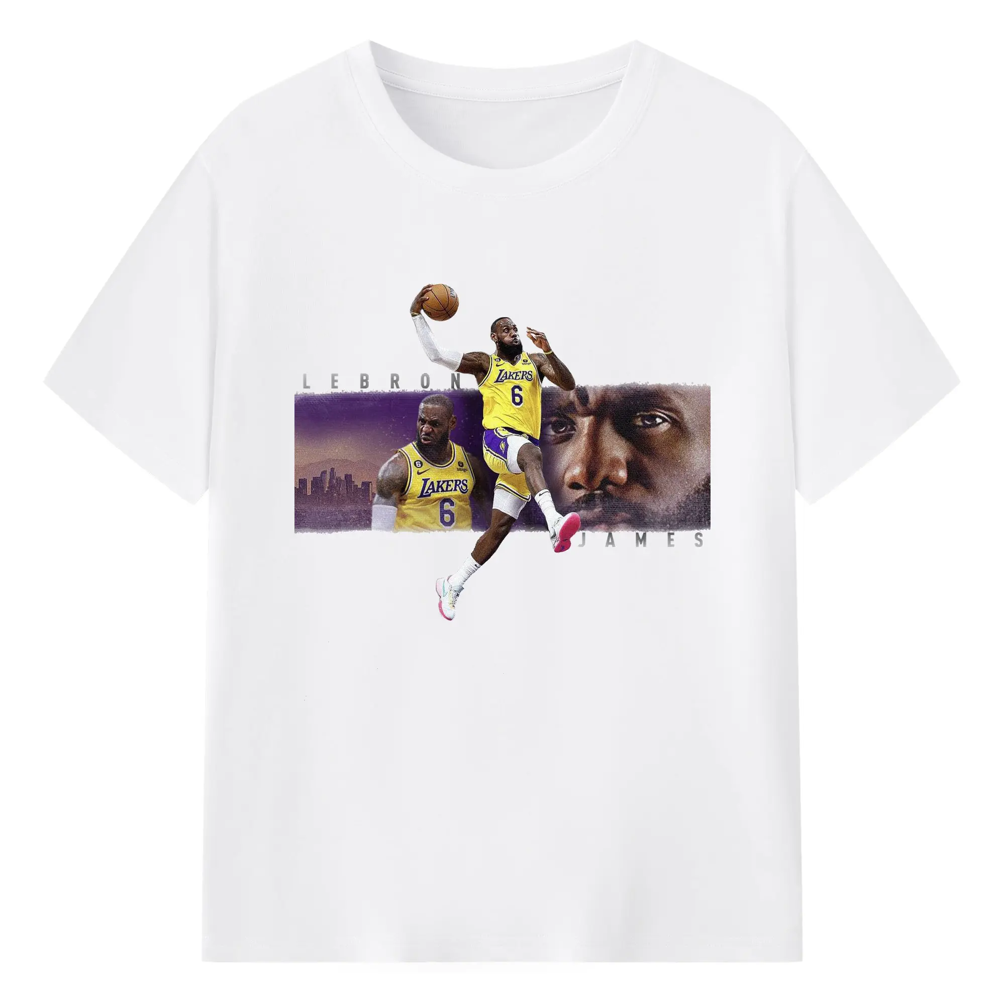 LeBron James slam dunk Shirt - 180g Cotton T-Shirt With Front Heat Transfer Print – Soft, Lightweight, Fitted Design – Comfortable Casual Wear For Sports & Everyday Use