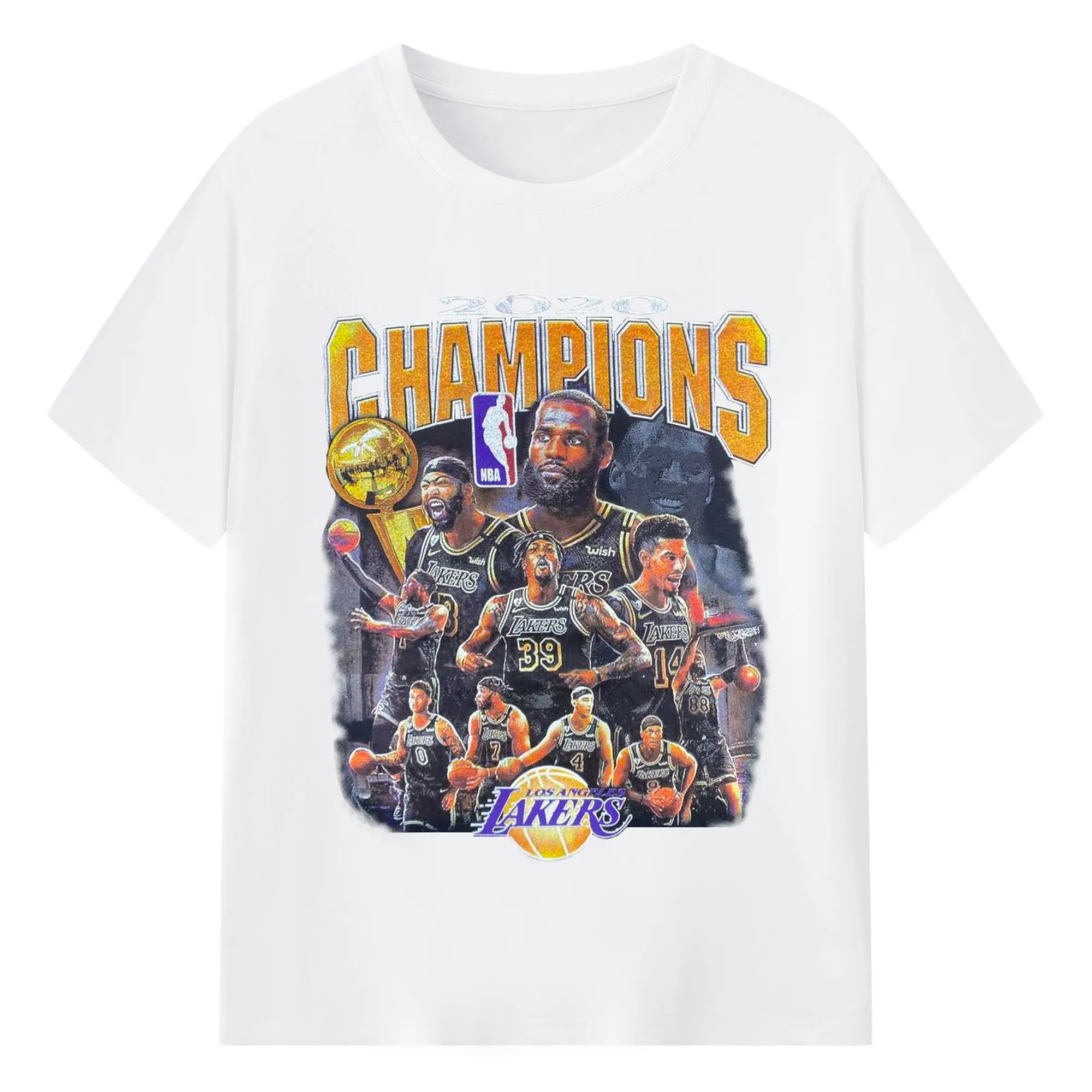 2020 NBA Champions LeBron James Lakers Limited Edition Shirt - 180g Cotton T-Shirt With Front Heat Transfer Print – Soft, Lightweight, Fitted Design – Comfortable Casual Wear For Sports & Everyday Use
