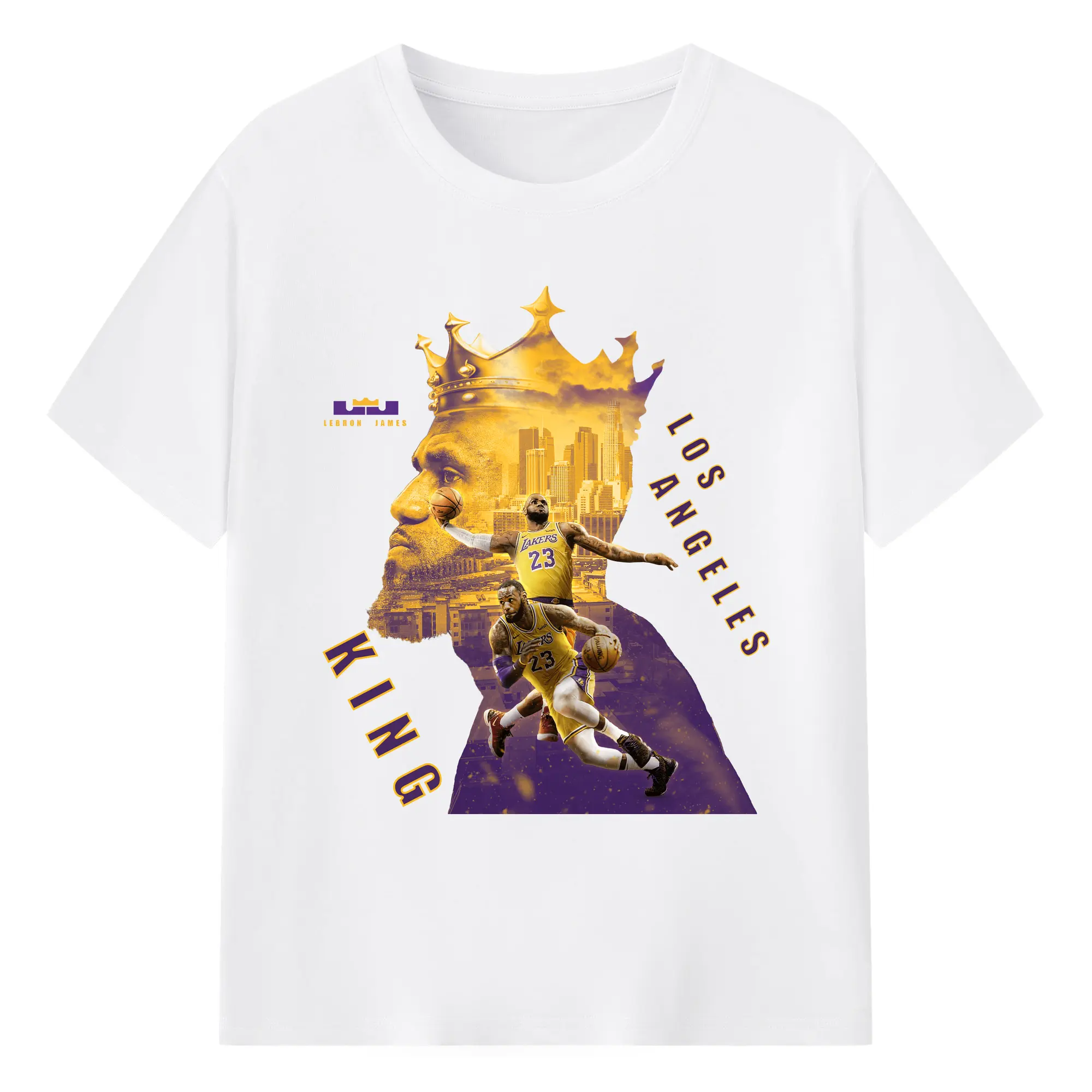 LeBron James Los Angeles Lakers King Graphic Shirt - 180g Cotton T-Shirt With Front Heat Transfer Print – Soft, Lightweight, Fitted Design – Comfortable Casual Wear For Sports & Everyday Use