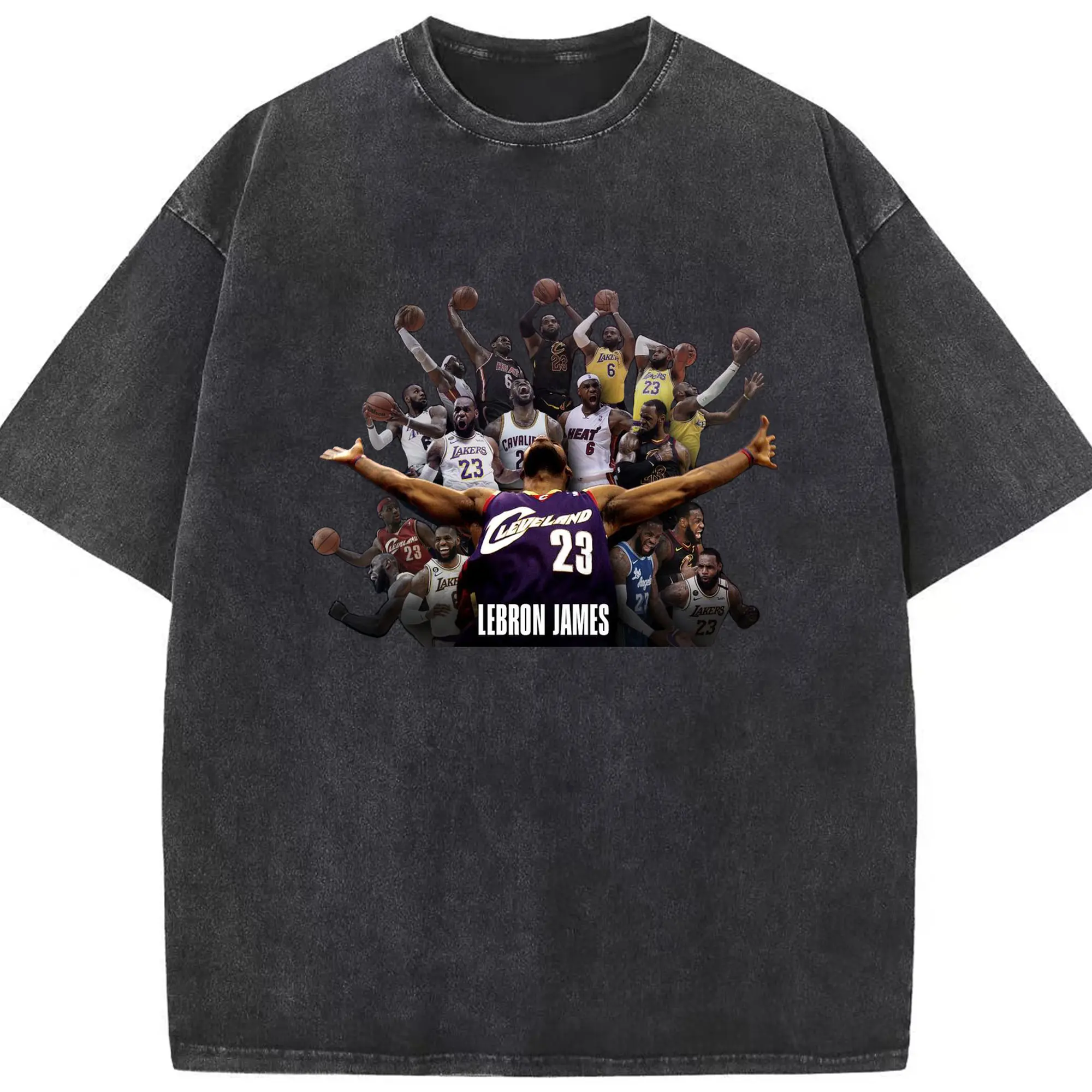 LeBron James NBA All-Time Legacy Shirt - Washed Vintage Look 230g Cotton Oversized T-Shirt With Front Heat Transfer Print – Soft, Lightweight, Stylish Fit – Comfortable Casual Wear For Sports & Everyday Use