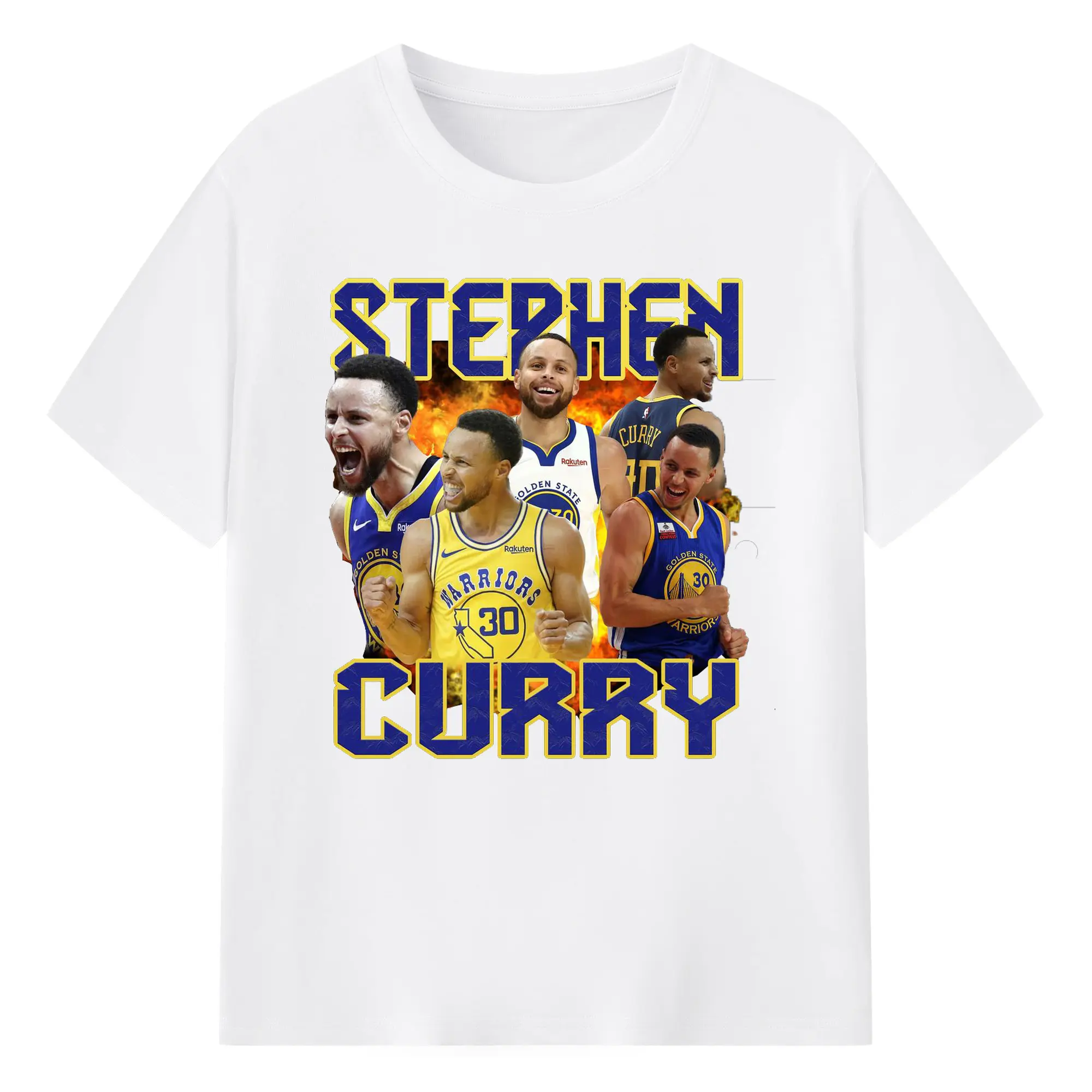 Stephen Curry Warrior Fire Shirt - 180g Cotton T-Shirt With Front Heat Transfer Print – Soft, Lightweight, Fitted Design – Comfortable Casual Wear For Sports & Everyday Use