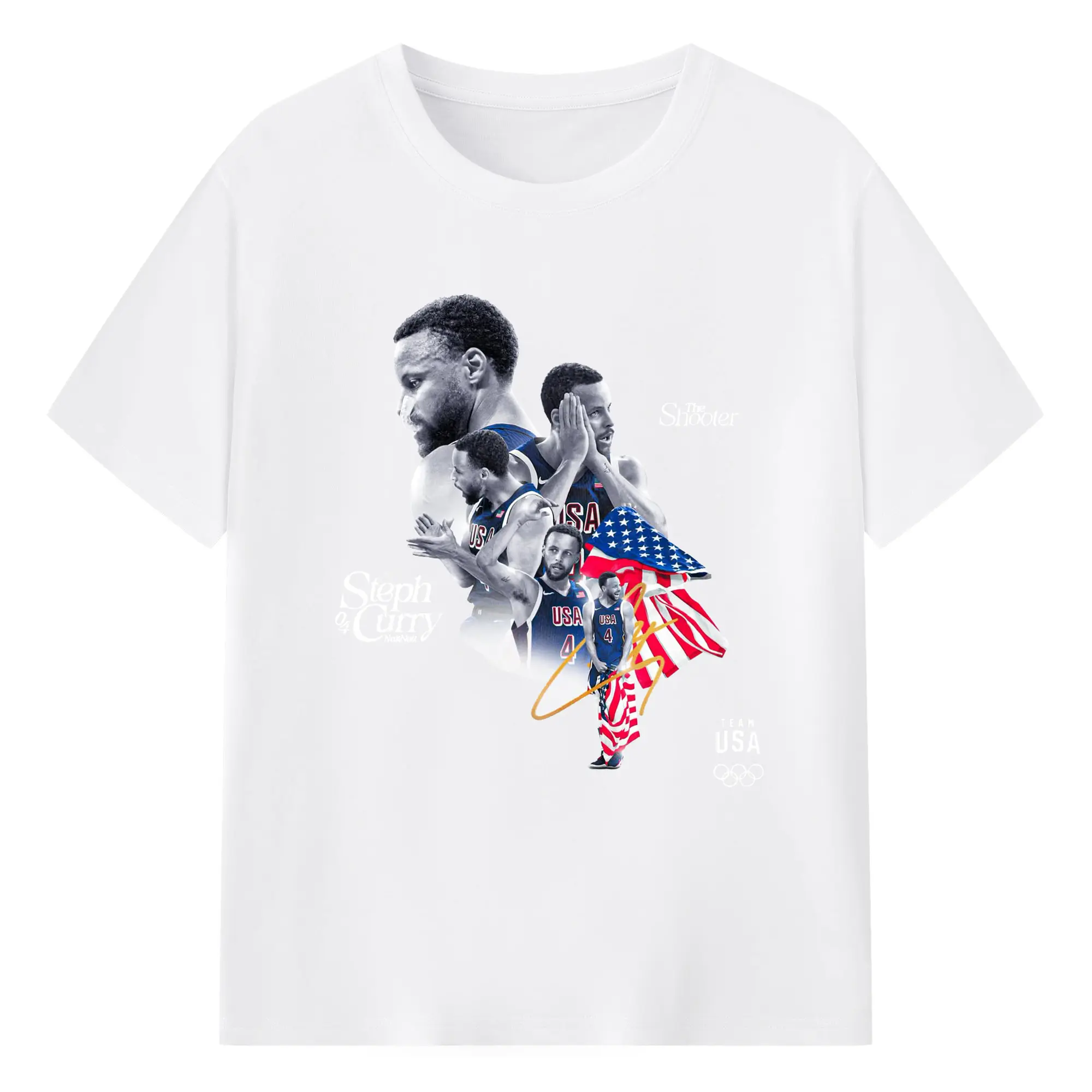 USA Basketball Curry #4 Shirt - 180g Cotton T-Shirt With Front Heat Transfer Print – Soft, Lightweight, Fitted Design – Comfortable Casual Wear For Sports & Everyday Use