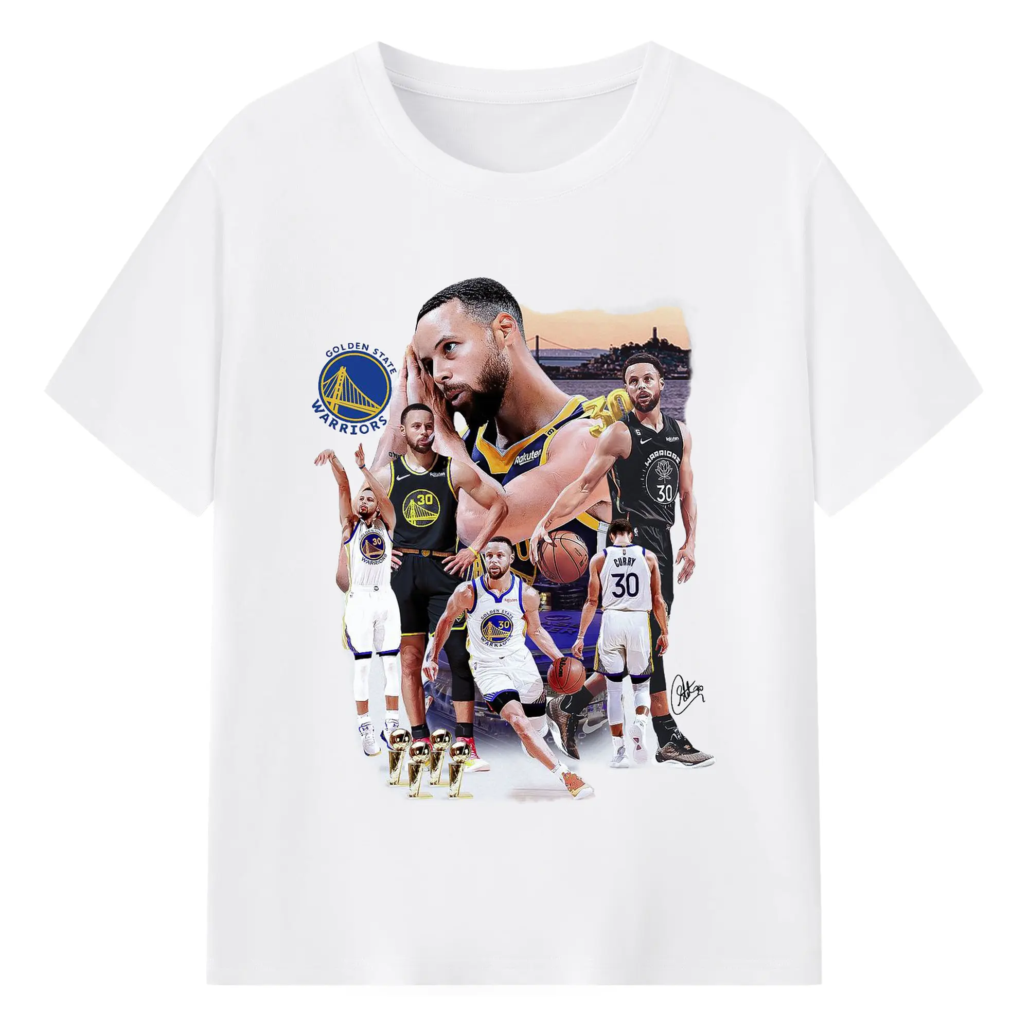 Stephen Curry 4×Championship Journey Shirt - 180g Cotton T-Shirt With Front Heat Transfer Print – Soft, Lightweight, Fitted Design – Comfortable Casual Wear For Sports & Everyday Use