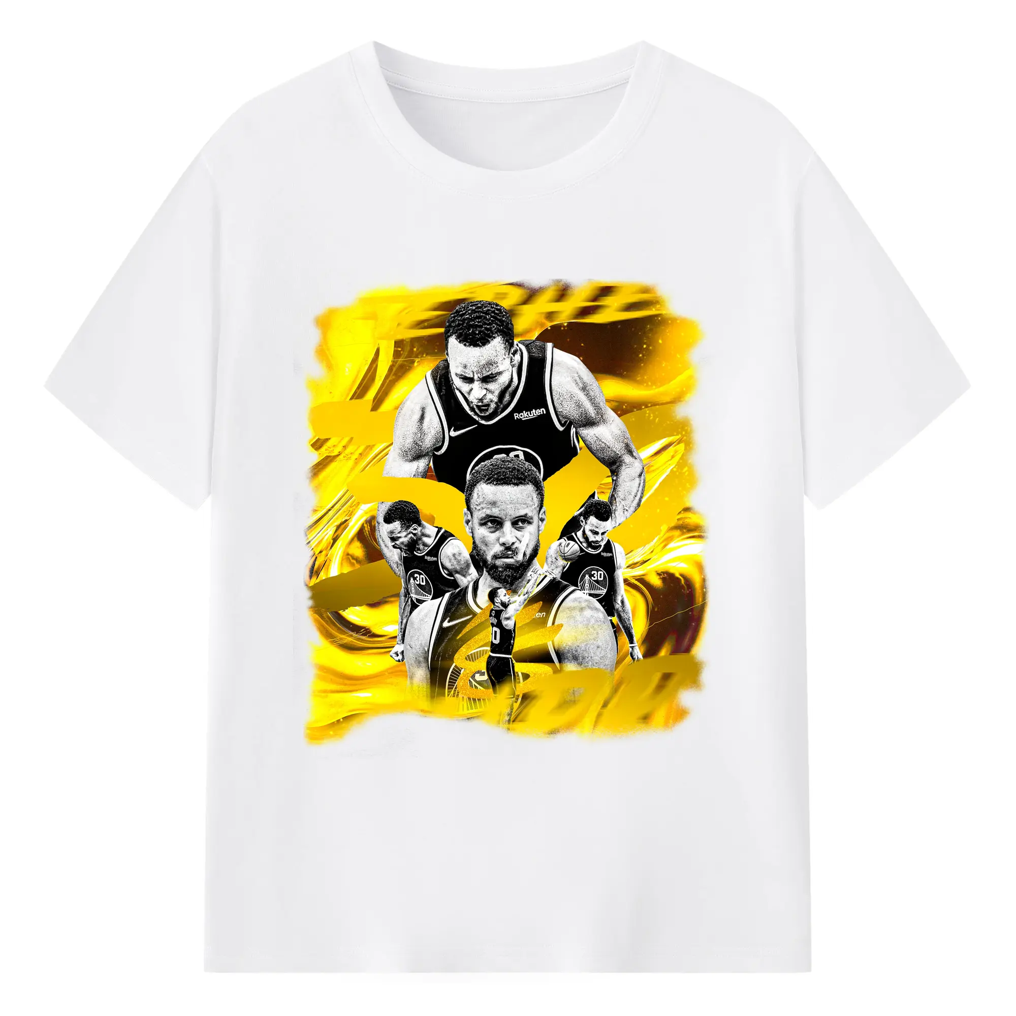 Stephen Curry Golden Swirl Art Shirt - 180g Cotton T-Shirt With Front Heat Transfer Print – Soft, Lightweight, Fitted Design – Comfortable Casual Wear For Sports & Everyday Use