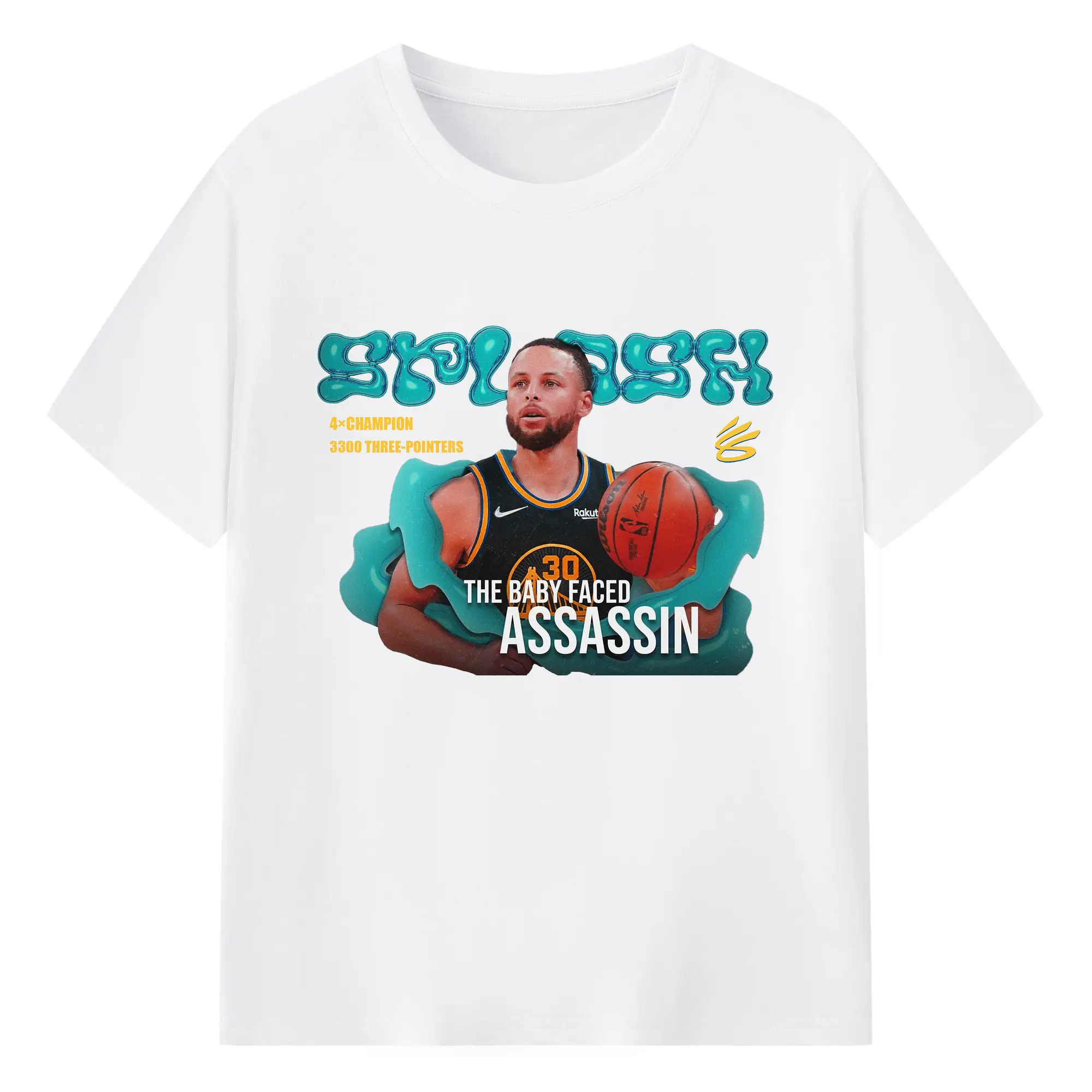 Stephen Curry Art “The Baby Faced assassin” logo Shirt - 180g Cotton T-Shirt With Front Heat Transfer Print – Soft, Lightweight, Fitted Design – Comfortable Casual Wear For Sports & Everyday Use