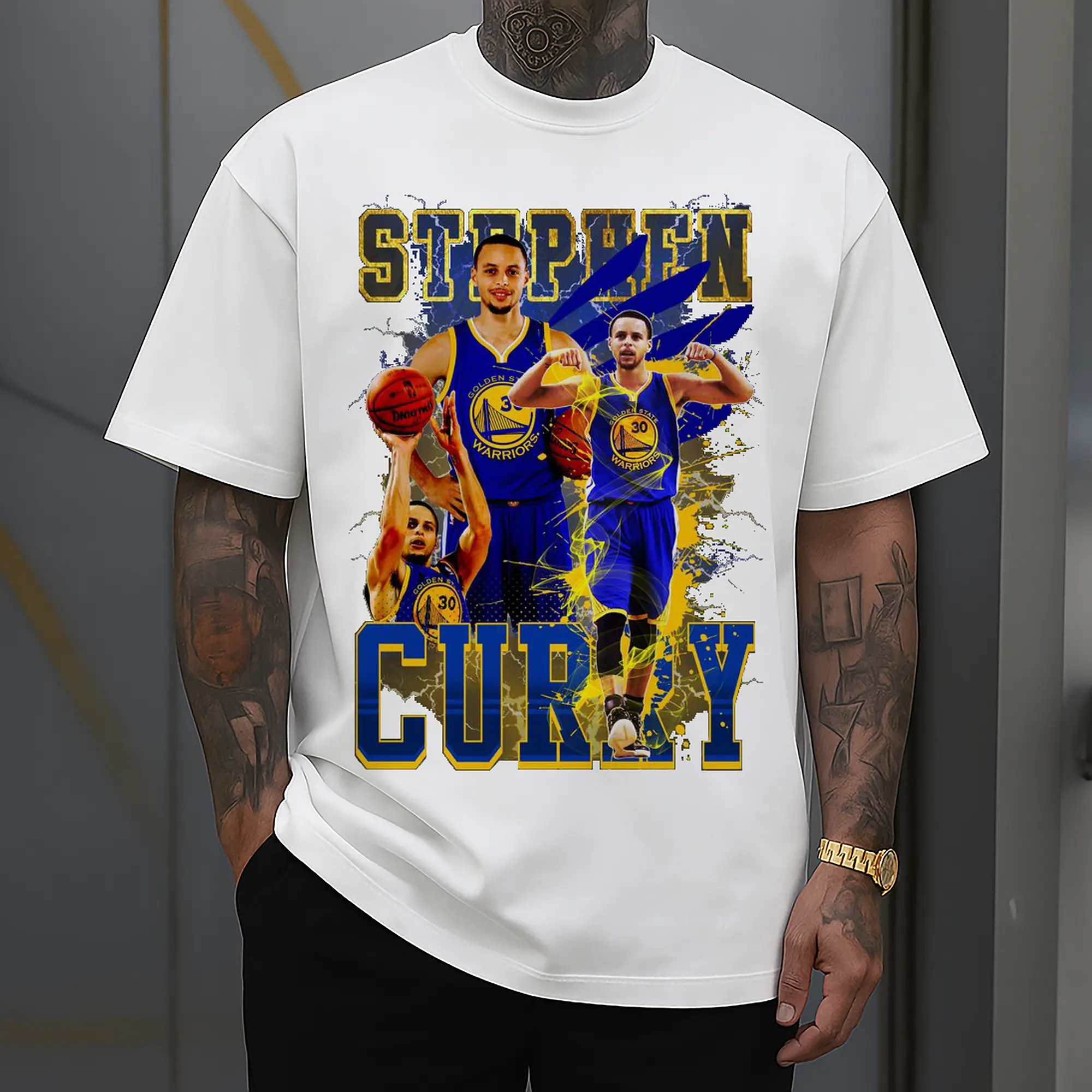 Stephen Curry 30 Classic Blue Gold Warriors Jersey Shirt