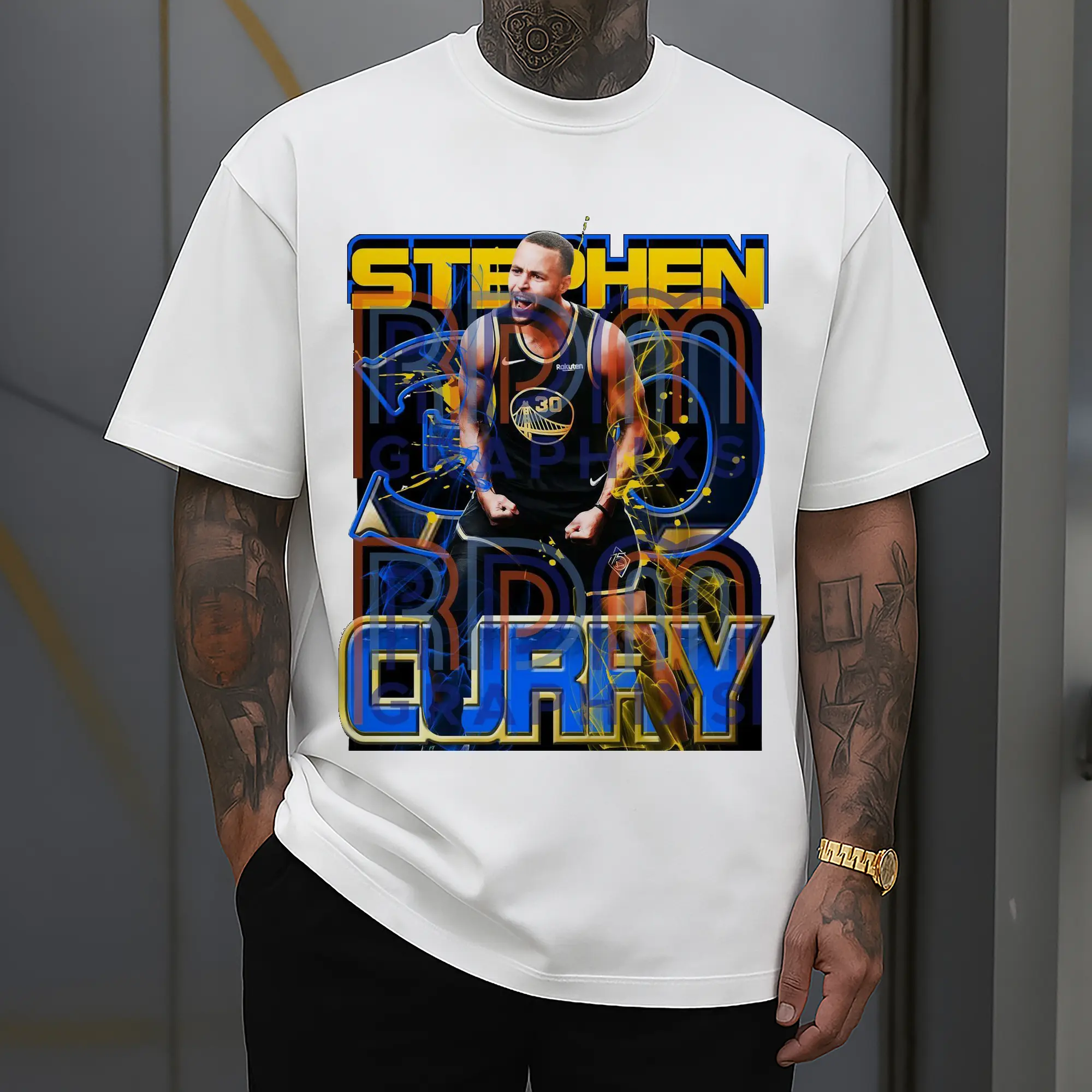 Stephen Curry Electric Blue Gold Streetwear  Victory Roar Shirt
