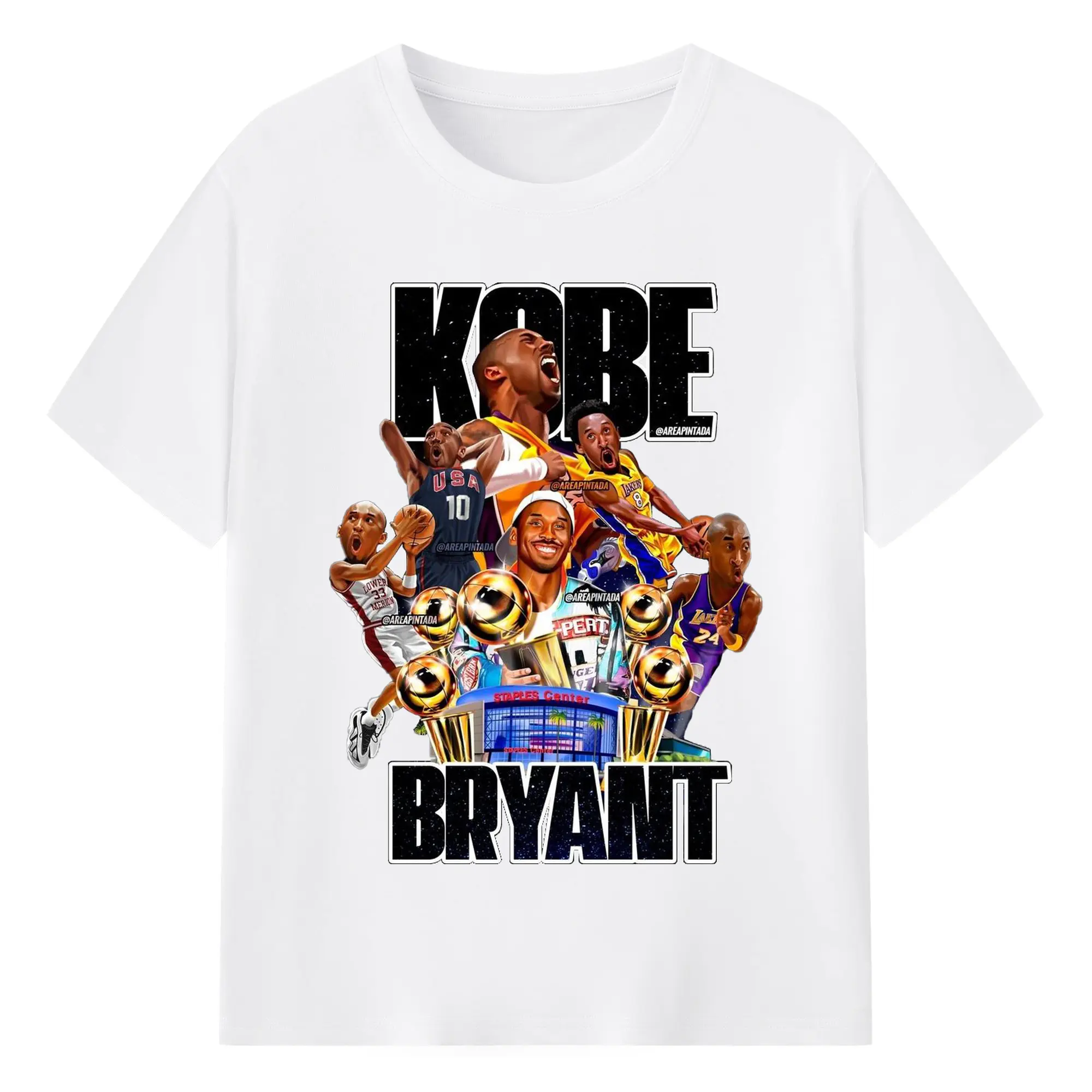 Kobe Bryant's five titles at Crypto.com Arena Shirt - 180g Cotton T-Shirt With Front Heat Transfer Print – Soft, Lightweight, Fitted Design – Comfortable Casual Wear For Sports & Everyday Use