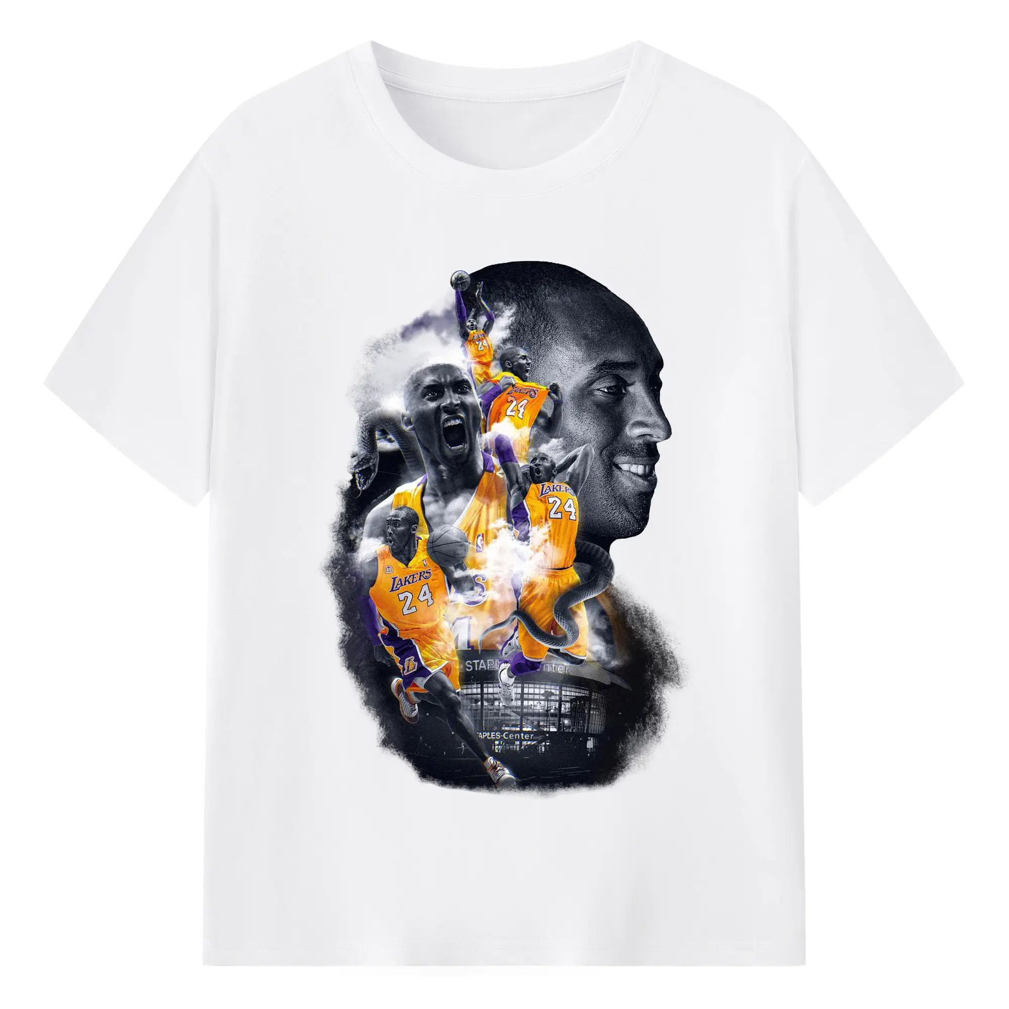 Honor the Legend: Kobe Bryant Lakers Jersey Shirt - 180g Cotton T-Shirt With Front Heat Transfer Print – Soft, Lightweight, Fitted Design – Comfortable Casual Wear For Sports & Everyday Use