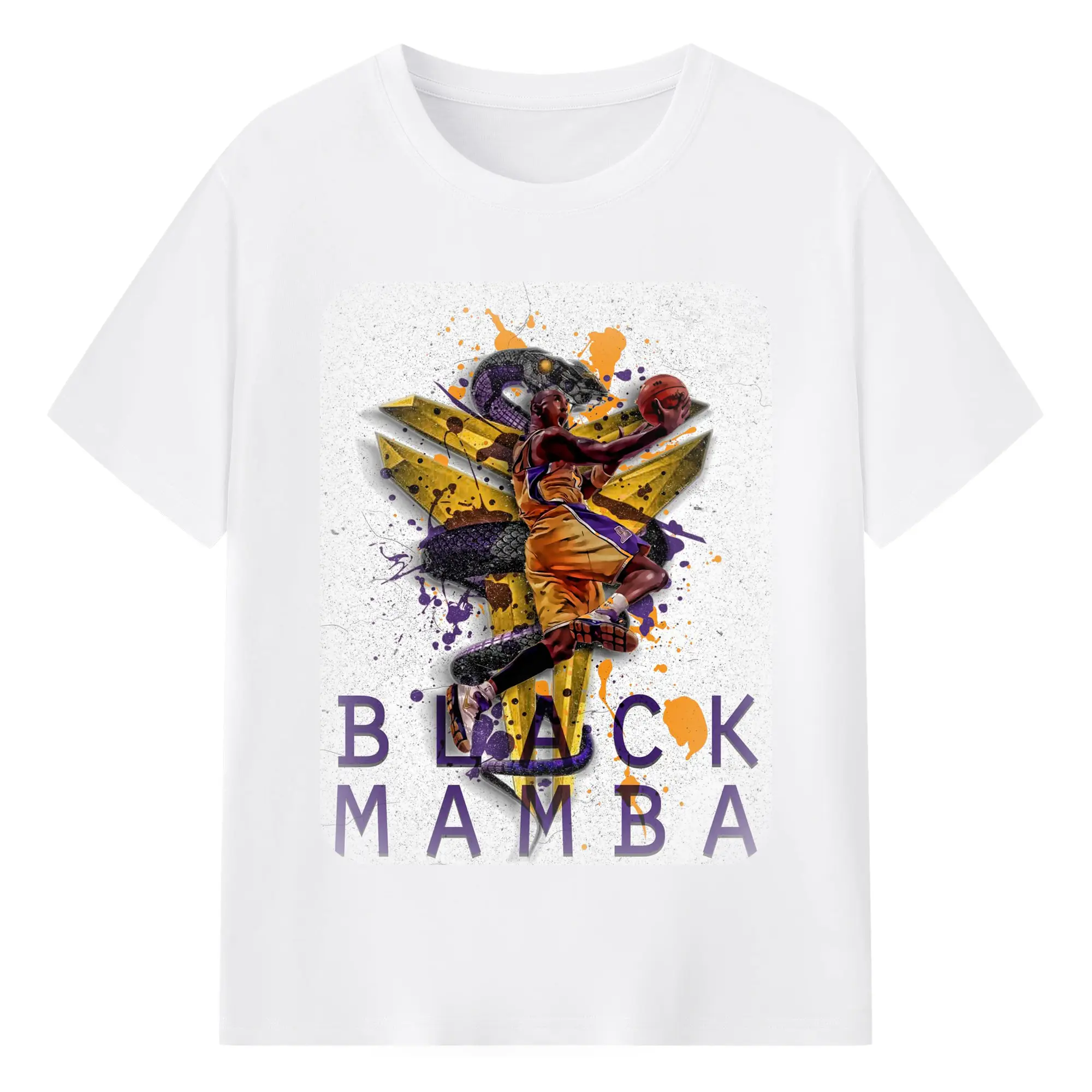 Black Mamba Logo Kobe Bryant Shirt - 180g Cotton T-Shirt With Front Heat Transfer Print – Soft, Lightweight, Fitted Design – Comfortable Casual Wear For Sports & Everyday Use