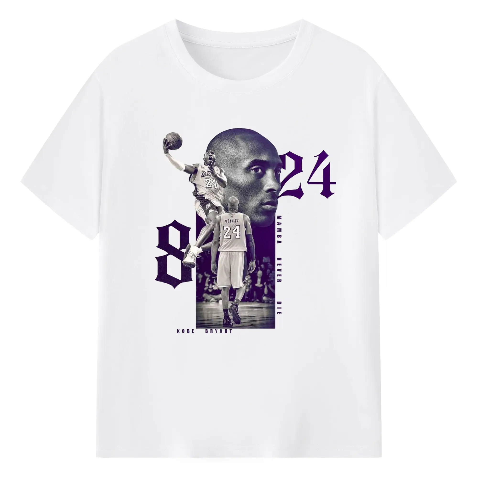 Kobe Bryant Mamba Never Die Memorial Shirt - 180g Cotton T-Shirt With Front Heat Transfer Print – Soft, Lightweight, Fitted Design – Comfortable Casual Wear For Sports & Everyday Use