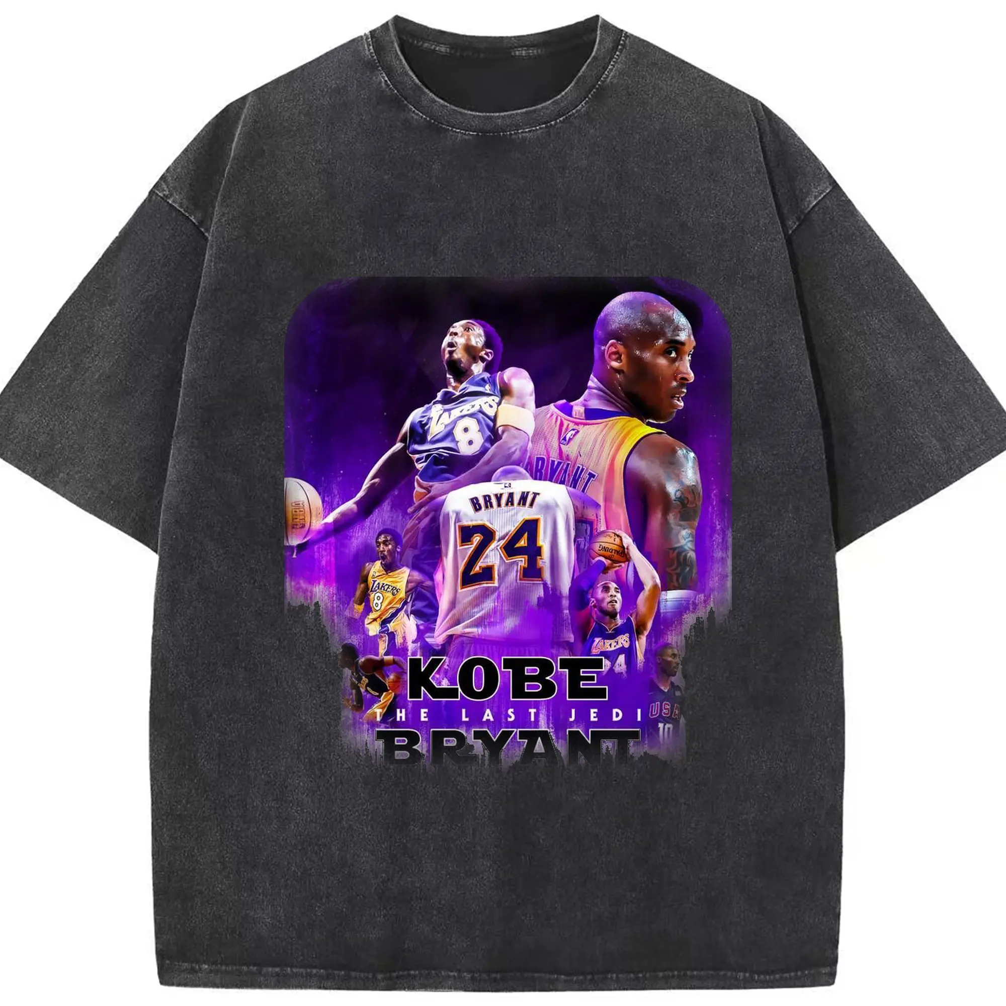 Kobe Bryant "The Last Jedi" Limited Edition Shirt - Washed Vintage Look 230g Cotton Oversized T-Shirt With Front Heat Transfer Print – Soft, Lightweight, Stylish Fit – Comfortable Casual Wear For Sports & Everyday Use