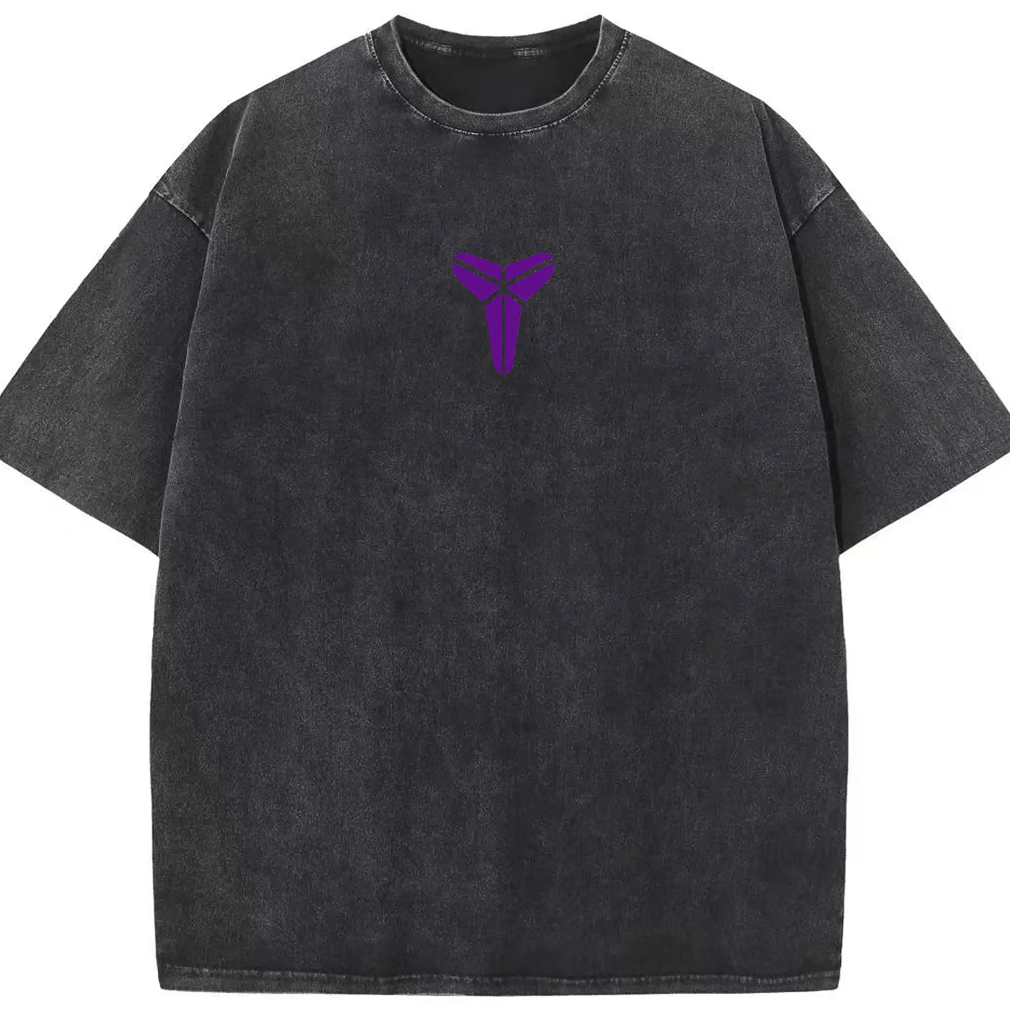 Kobe Bryant Lakers personal logo - Washed Vintage Look 230g Cotton Oversized T-Shirt With Front Heat Transfer Print – Soft, Lightweight, Stylish Fit – Comfortable Casual Wear For Sports & Everyday Use