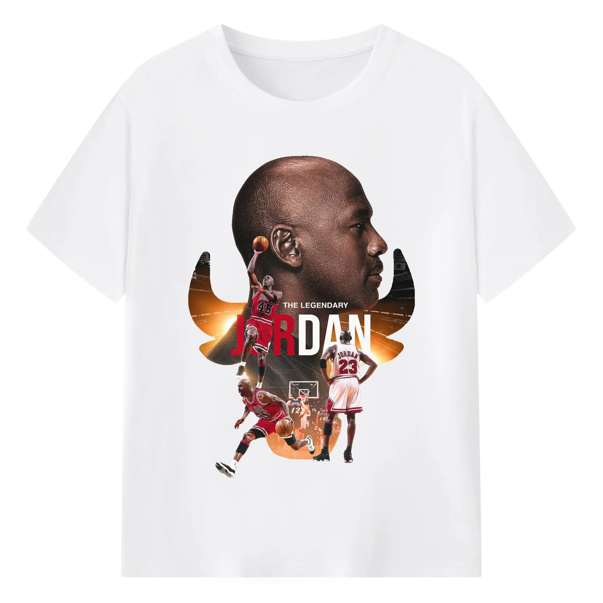 Legendary Michael Jordan Tribute Shirt Iconic Bulls 23 - 180g Cotton T-Shirt With Front Heat Transfer Print – Soft, Lightweight, Fitted Design – Comfortable Casual Wear For Sports & Everyday Use