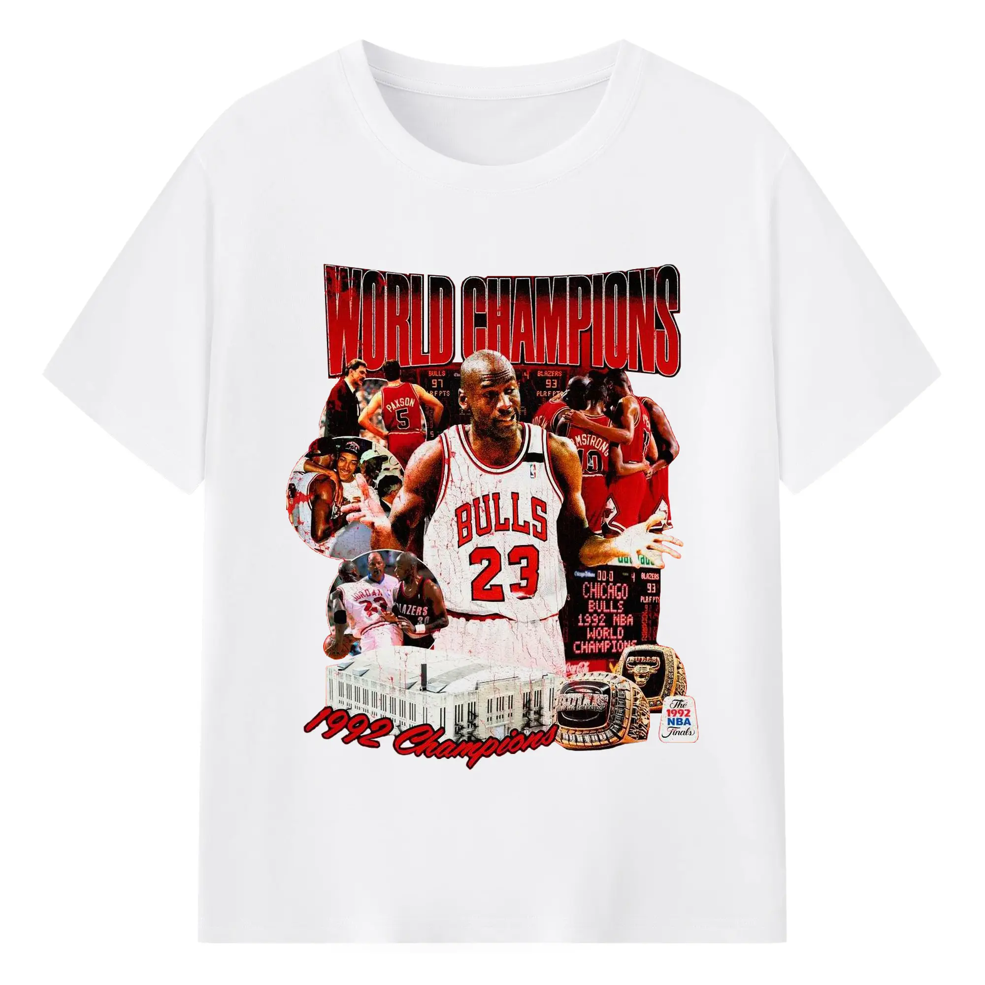 Michael Jordan 1992 NBA Finals Champion Shirt - 180g Cotton T-Shirt With Front Heat Transfer Print – Soft, Lightweight, Fitted Design – Comfortable Casual Wear For Sports & Everyday Use