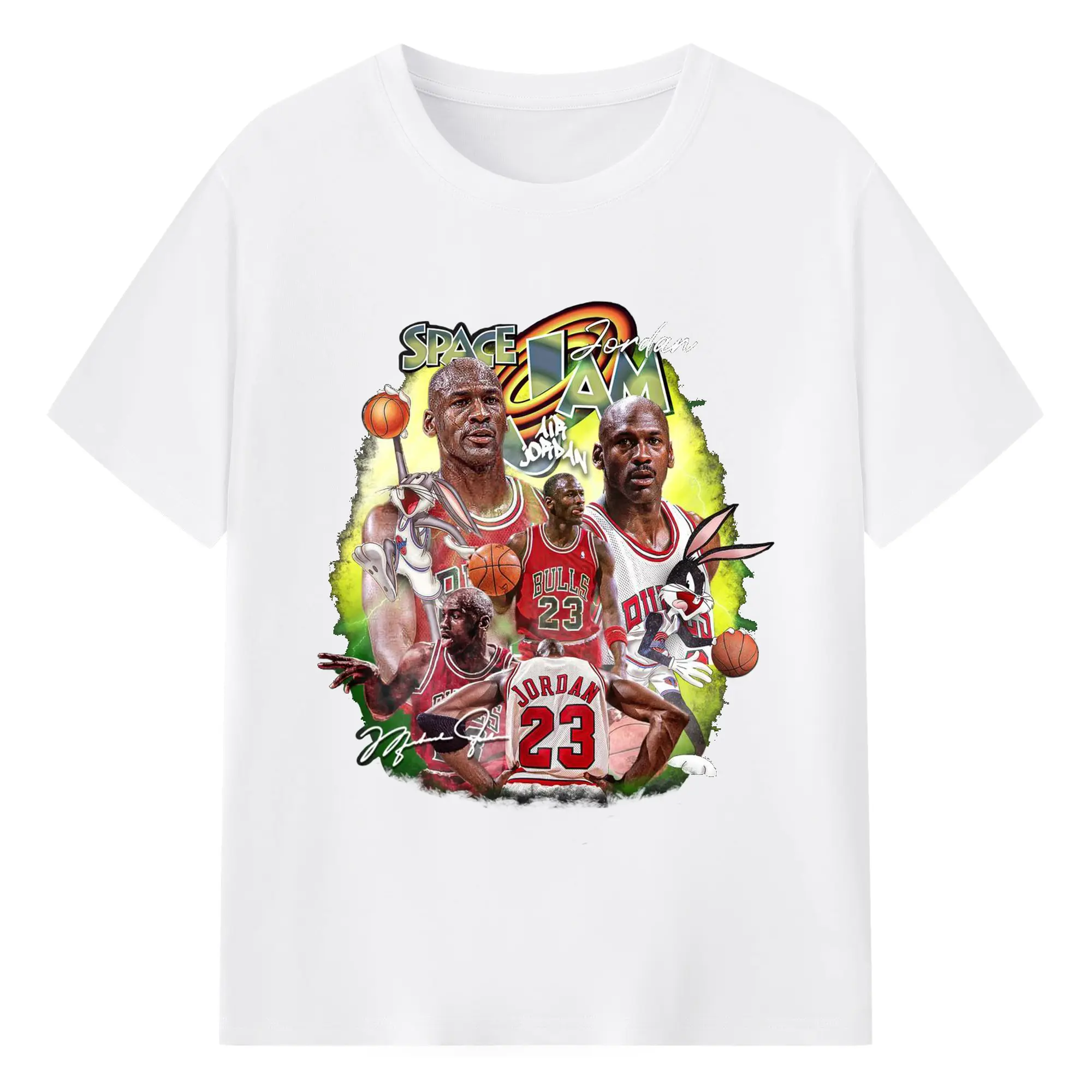 Space Jam x Michael Jordan Collage Shirt - 180g Cotton T-Shirt With Front Heat Transfer Print – Soft, Lightweight, Fitted Design – Comfortable Casual Wear For Sports & Everyday Use