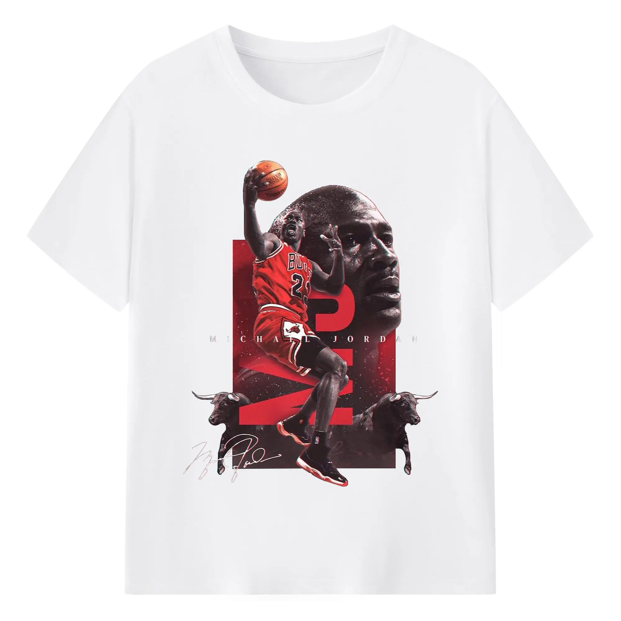 Michael Jordan Chicago Bulls GOAT Tribute Shirt - 180g Cotton T-Shirt With Front Heat Transfer Print – Soft, Lightweight, Fitted Design – Comfortable Casual Wear For Sports & Everyday Use