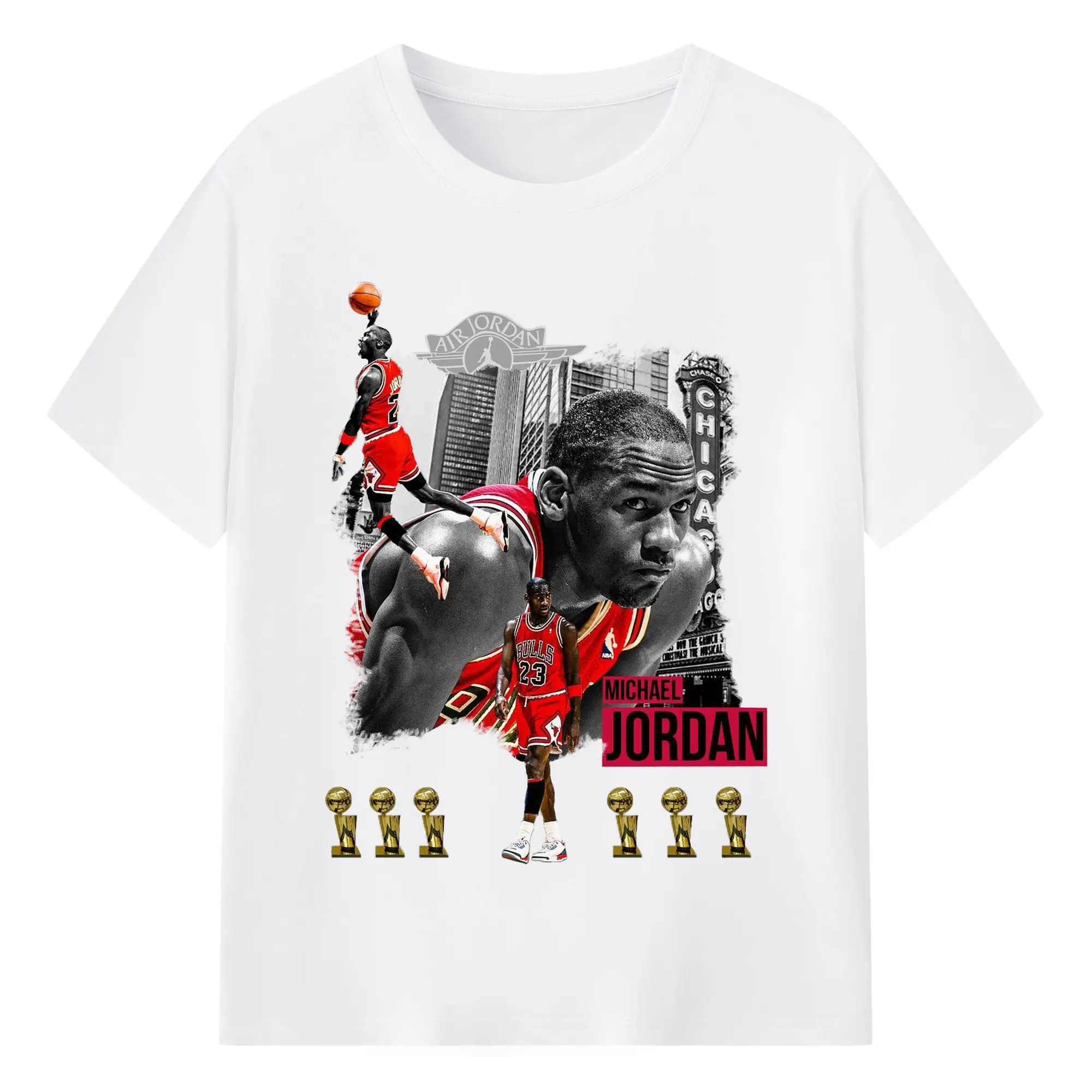 Michael Jordan 6x NBA Champion Shirt - 180g Cotton T-Shirt With Front Heat Transfer Print – Soft, Lightweight, Fitted Design – Comfortable Casual Wear For Sports & Everyday Use