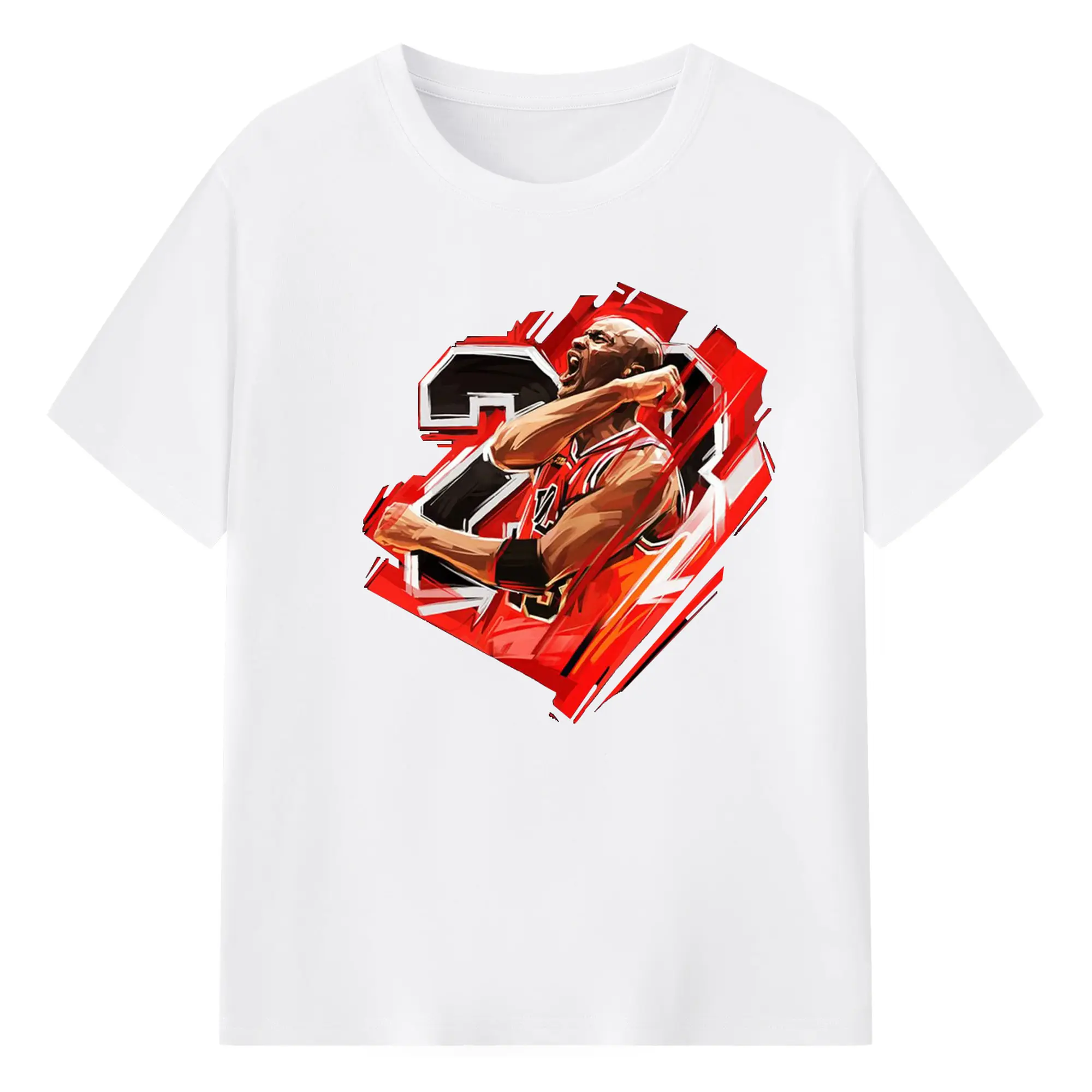 Michael Jordan punches to vent his anger - 180g Cotton T-Shirt With Front Heat Transfer Print – Soft, Lightweight, Fitted Design – Comfortable Casual Wear For Sports & Everyday Use