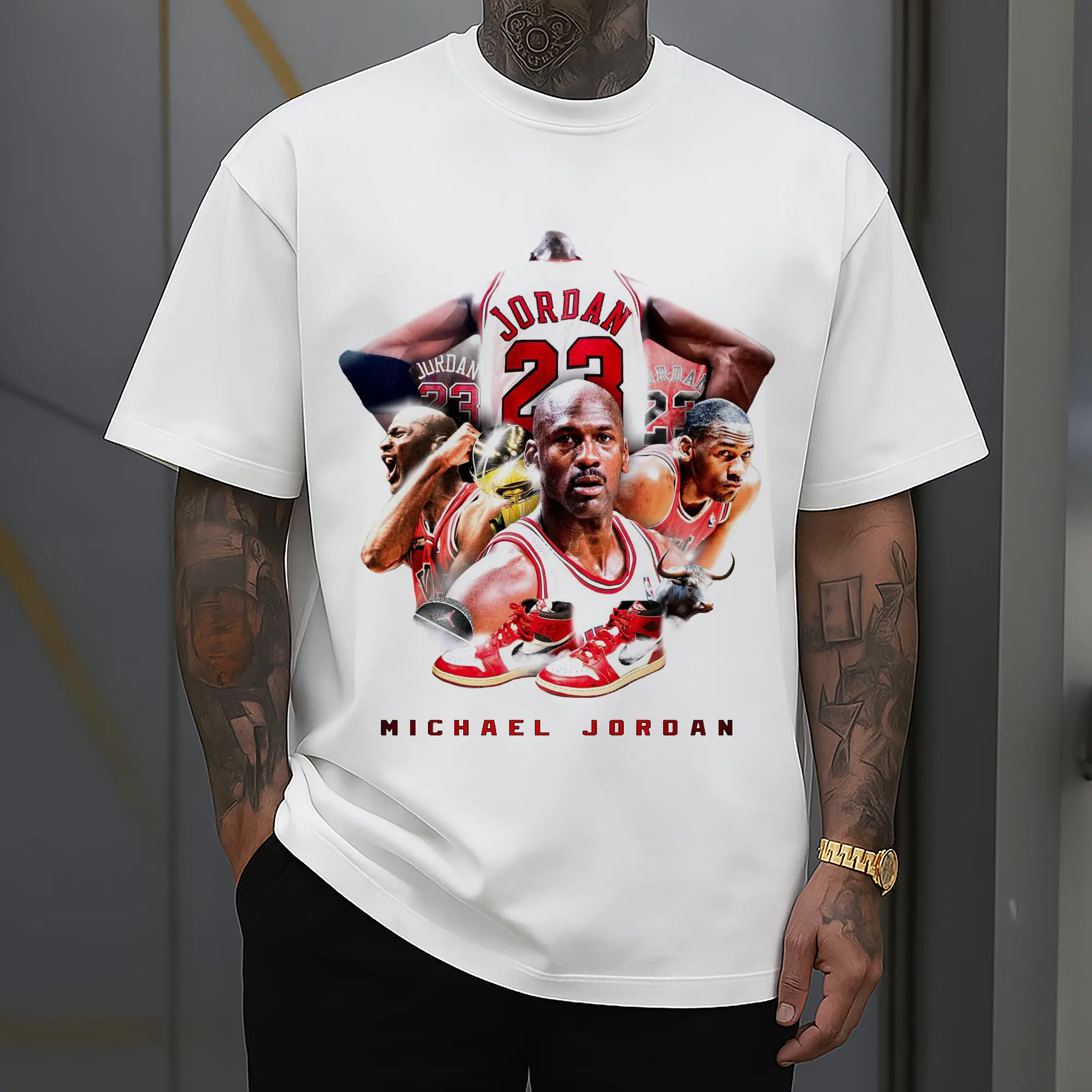 Michael Jordan Retro GOAT Tribute Shirt with Air Jordan 1