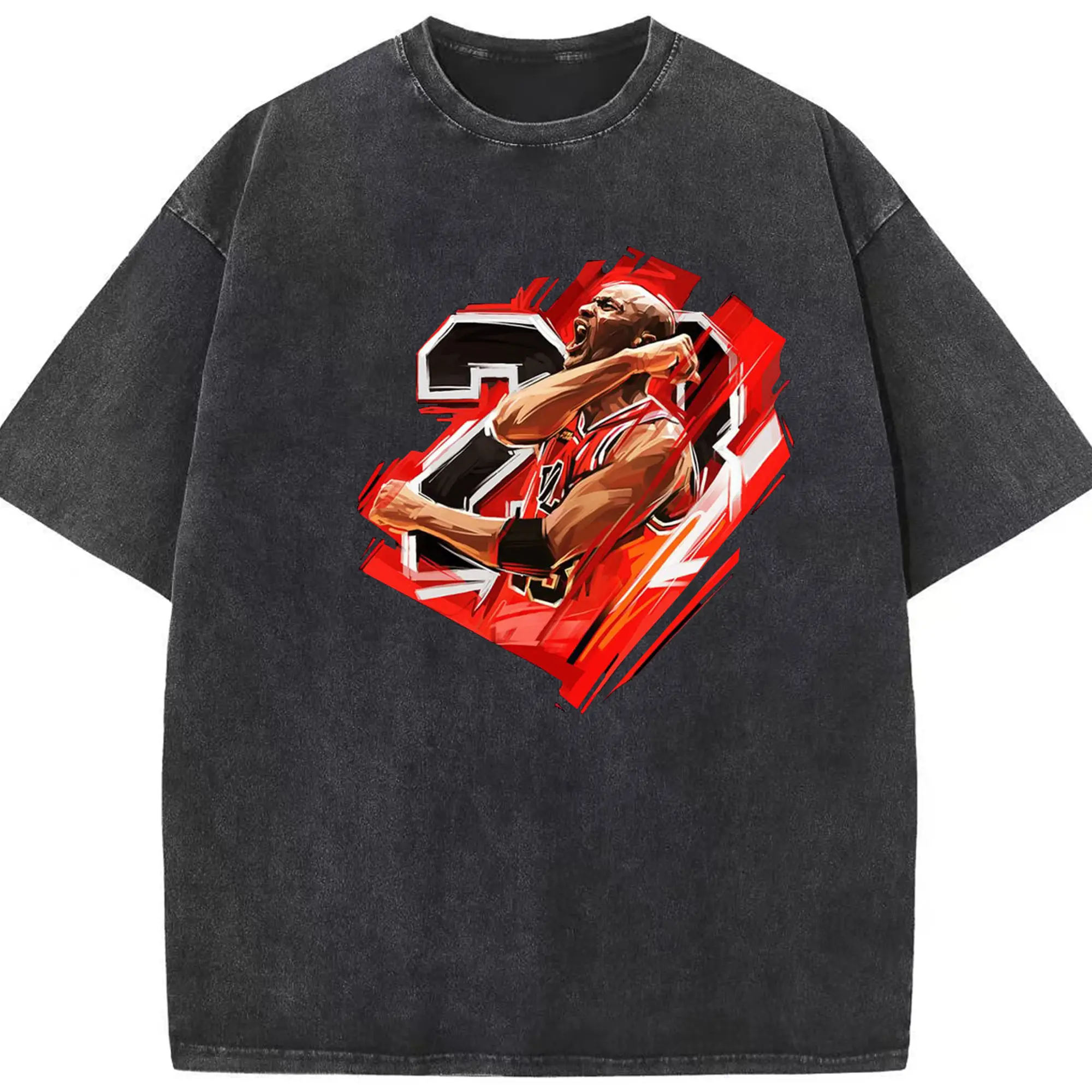 Michael Jordan punches to vent his anger - Washed Vintage Look 230g Cotton Oversized T-Shirt With Front Heat Transfer Print – Soft, Lightweight, Stylish Fit – Comfortable Casual Wear For Sports & Everyday Use