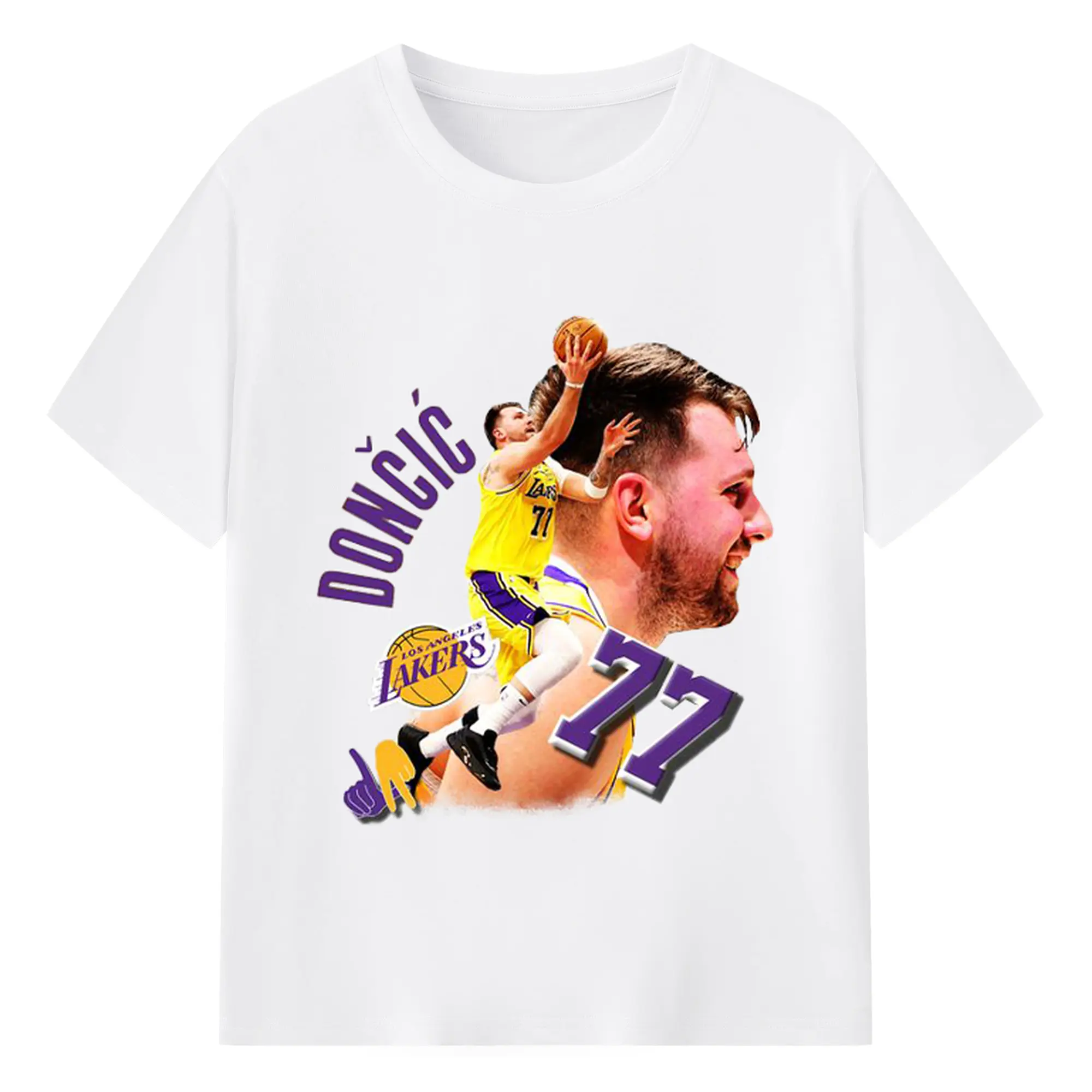 Lakers Luka’s Playmaking Shirt - 180g Cotton T-Shirt With Front Heat Transfer Print – Soft, Lightweight, Fitted Design – Comfortable Casual Wear For Sports & Everyday Use