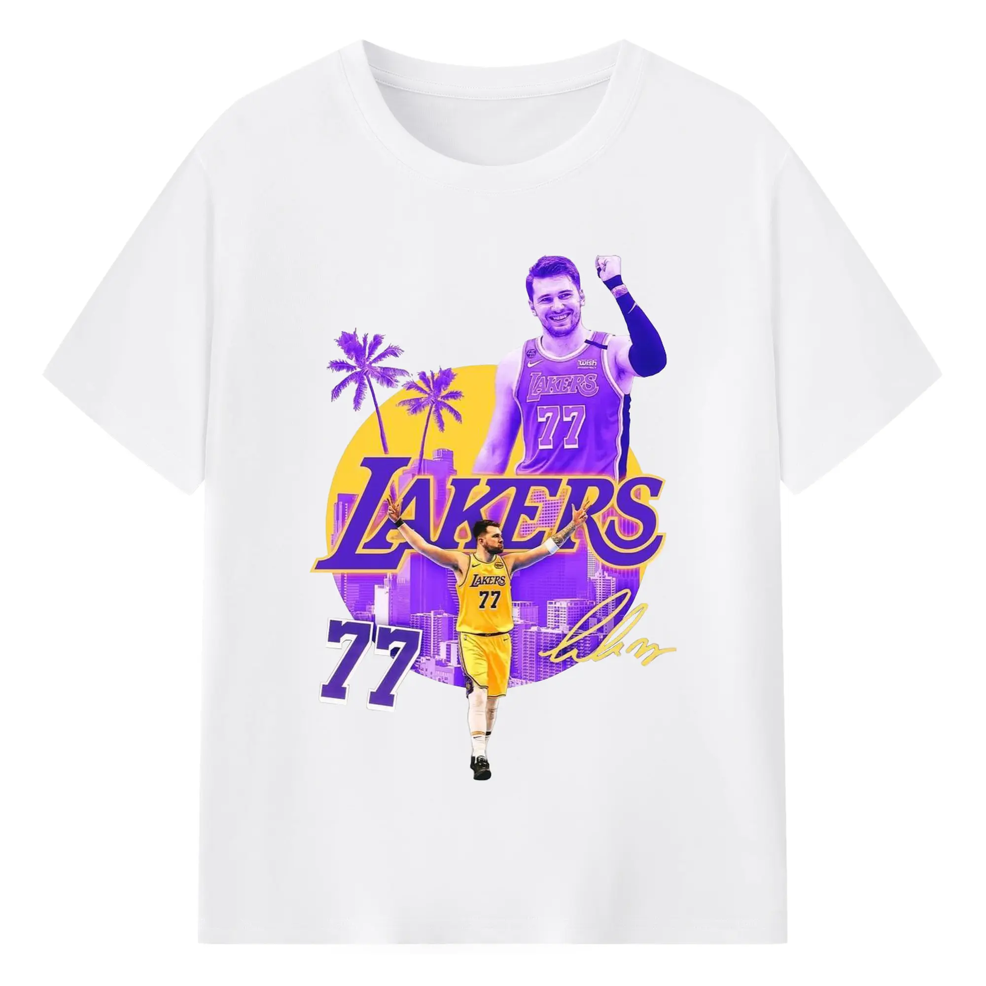 Luka Dončić Los Angeles City Shirt - 180g Cotton T-Shirt With Front Heat Transfer Print – Soft, Lightweight, Fitted Design – Comfortable Casual Wear For Sports & Everyday Use