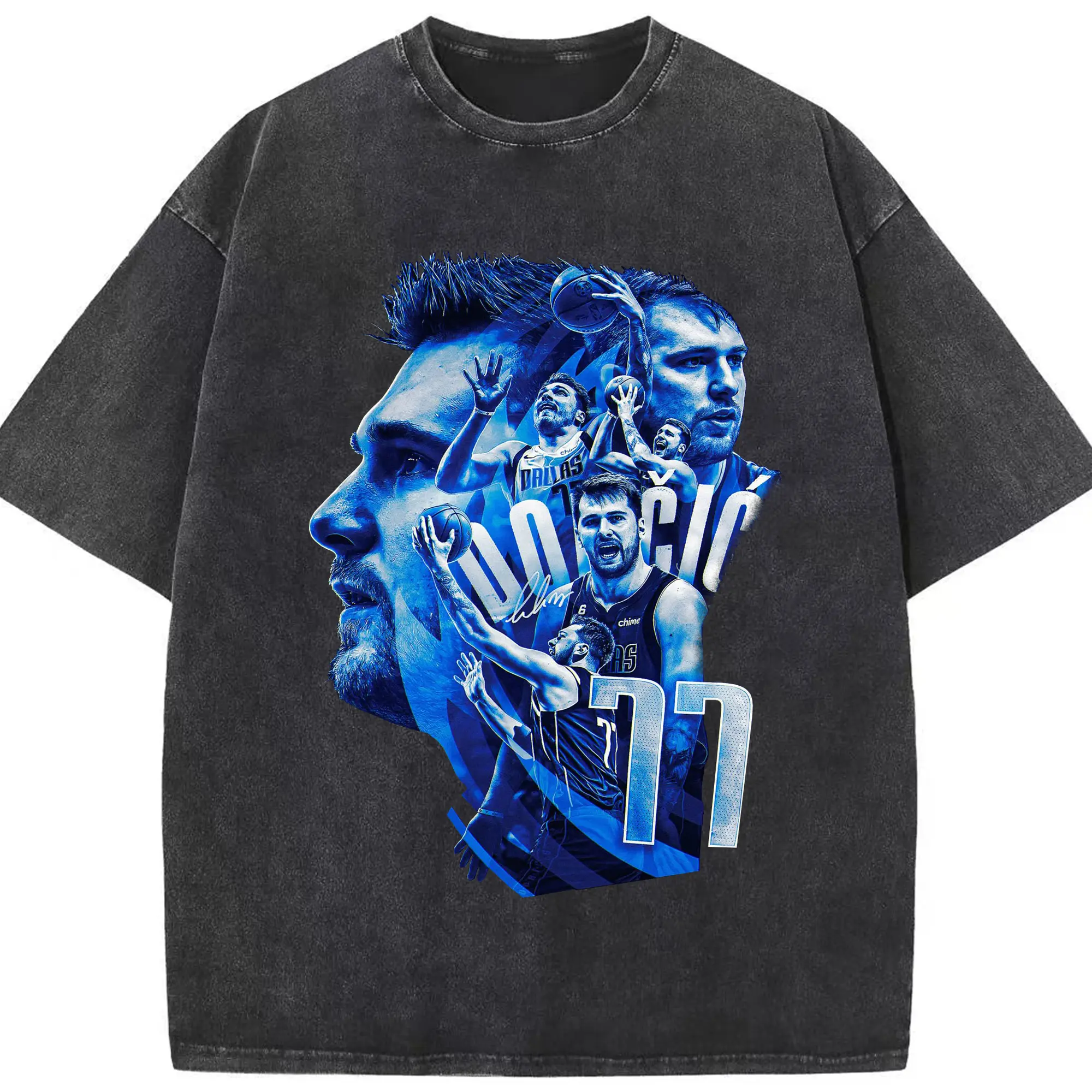 77: The Heart of the Mavericks - Washed Vintage Look 230g Cotton Oversized T-Shirt With Front Heat Transfer Print – Soft, Lightweight, Stylish Fit – Comfortable Casual Wear For Sports & Everyday Use