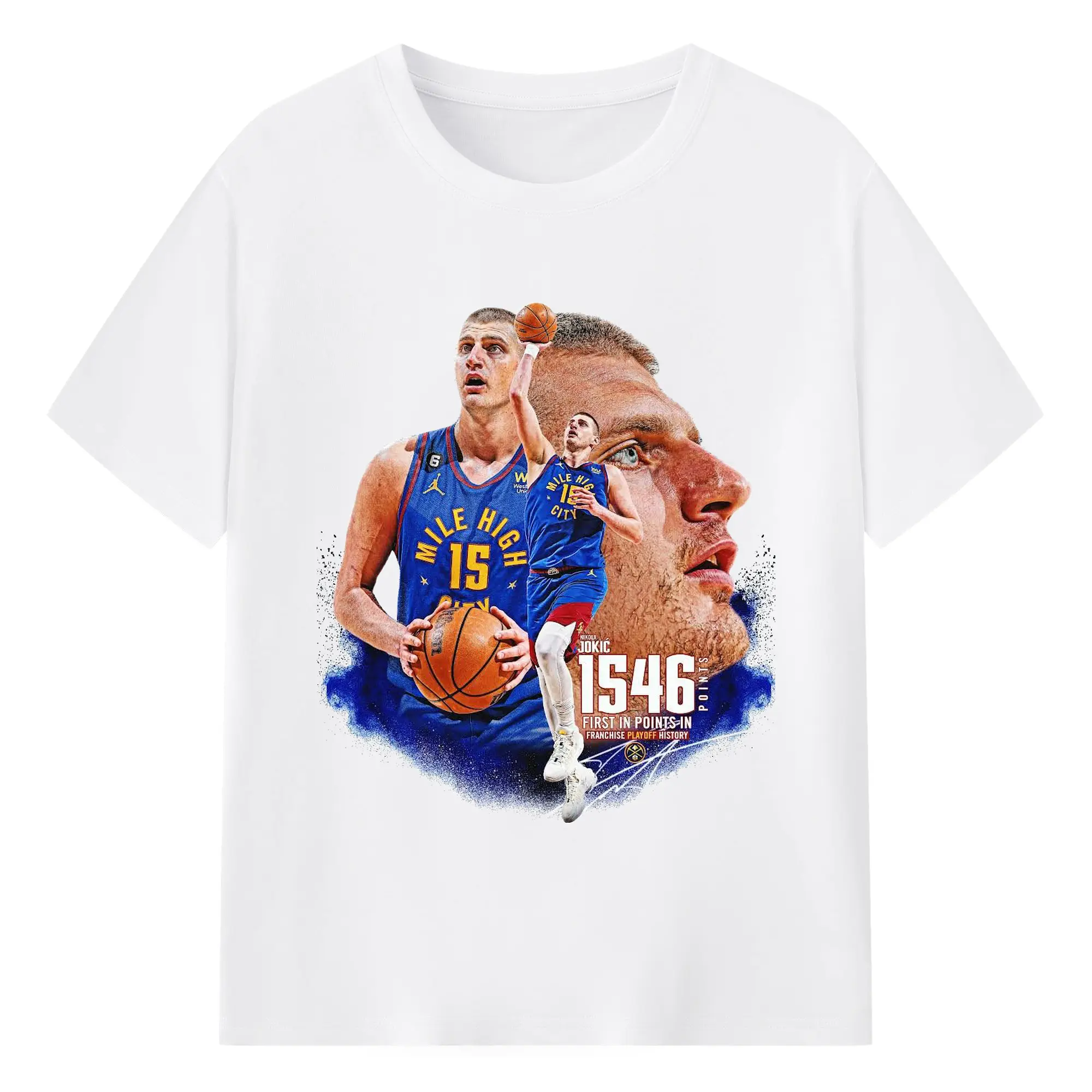 Nikola Jokic 1546 Points Tribute Shirt - 180g Cotton T-Shirt With Front Heat Transfer Print – Soft, Lightweight, Fitted Design – Comfortable Casual Wear For Sports & Everyday Use