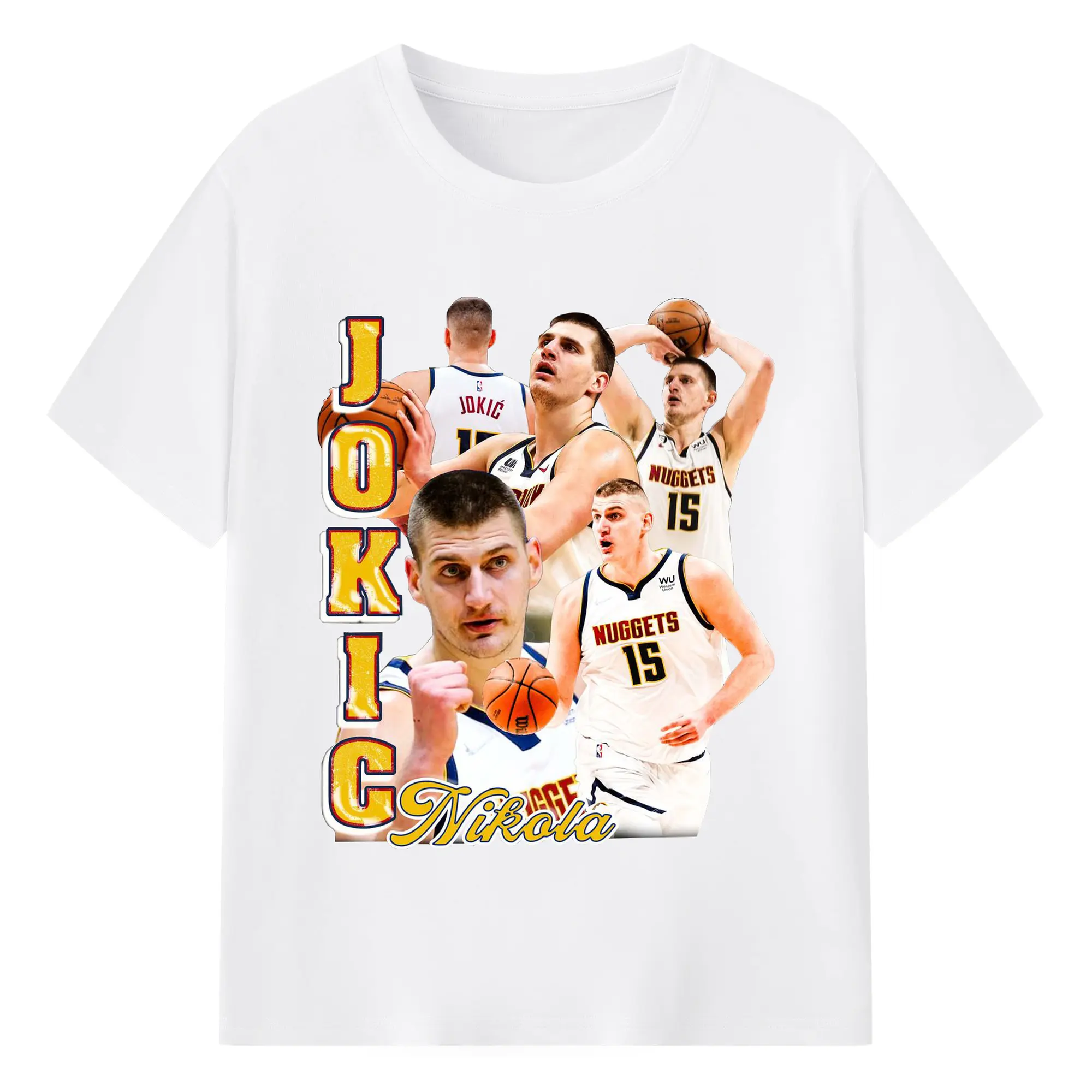 Jokic Streetwear Clean White Graphic Shirt - 180g Cotton T-Shirt With Front Heat Transfer Print – Soft, Lightweight, Fitted Design – Comfortable Casual Wear For Sports & Everyday Use