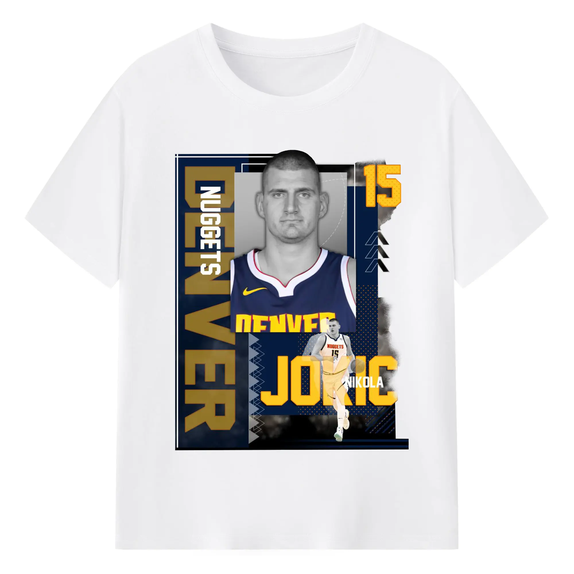 Nikola Jokić Vintage Card Style Basketball Graphic Shirt - 180g Cotton T-Shirt With Front Heat Transfer Print – Soft, Lightweight, Fitted Design – Comfortable Casual Wear For Sports & Everyday Use